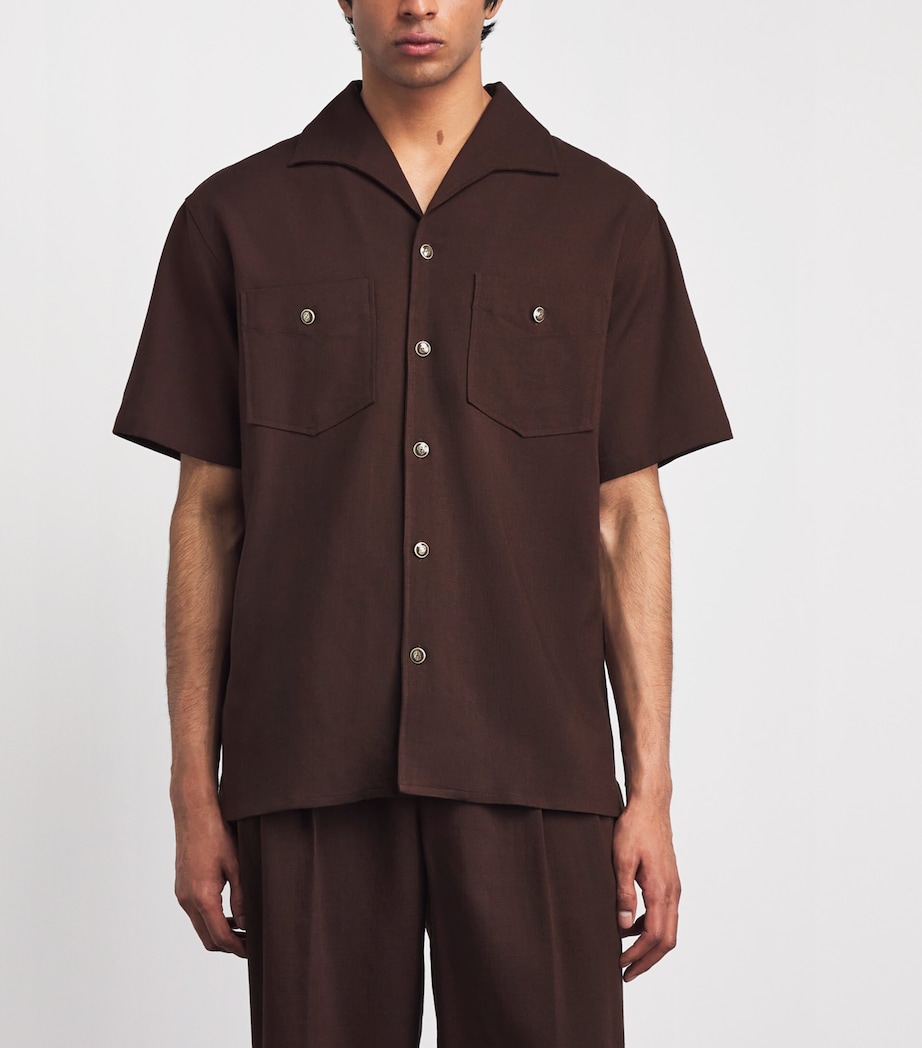 Drôle De Monsieur Mens Camp-Collar Shirt Brown Image 4