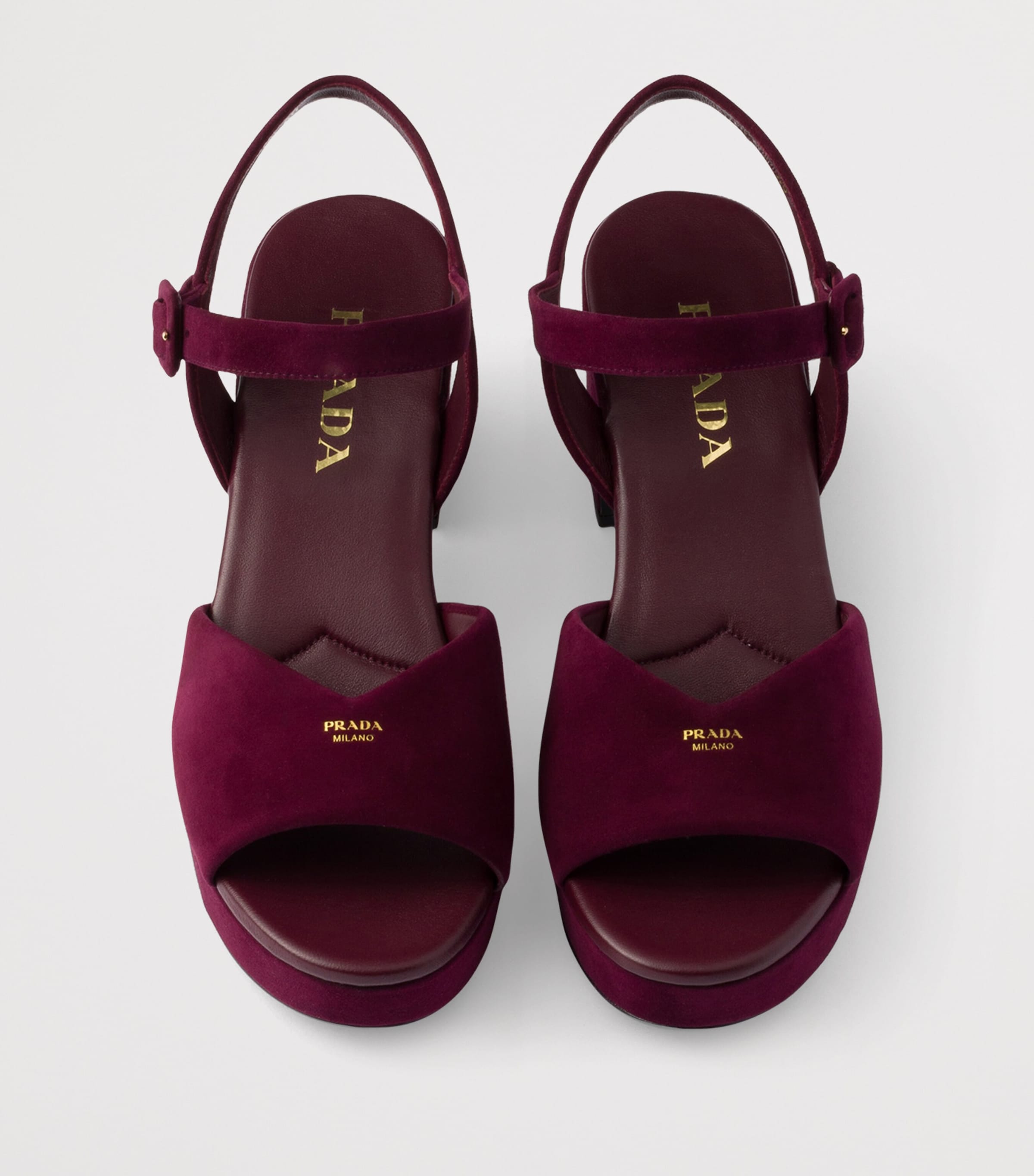 Prada Suede Padded Heeled Sandals 65 Image 3