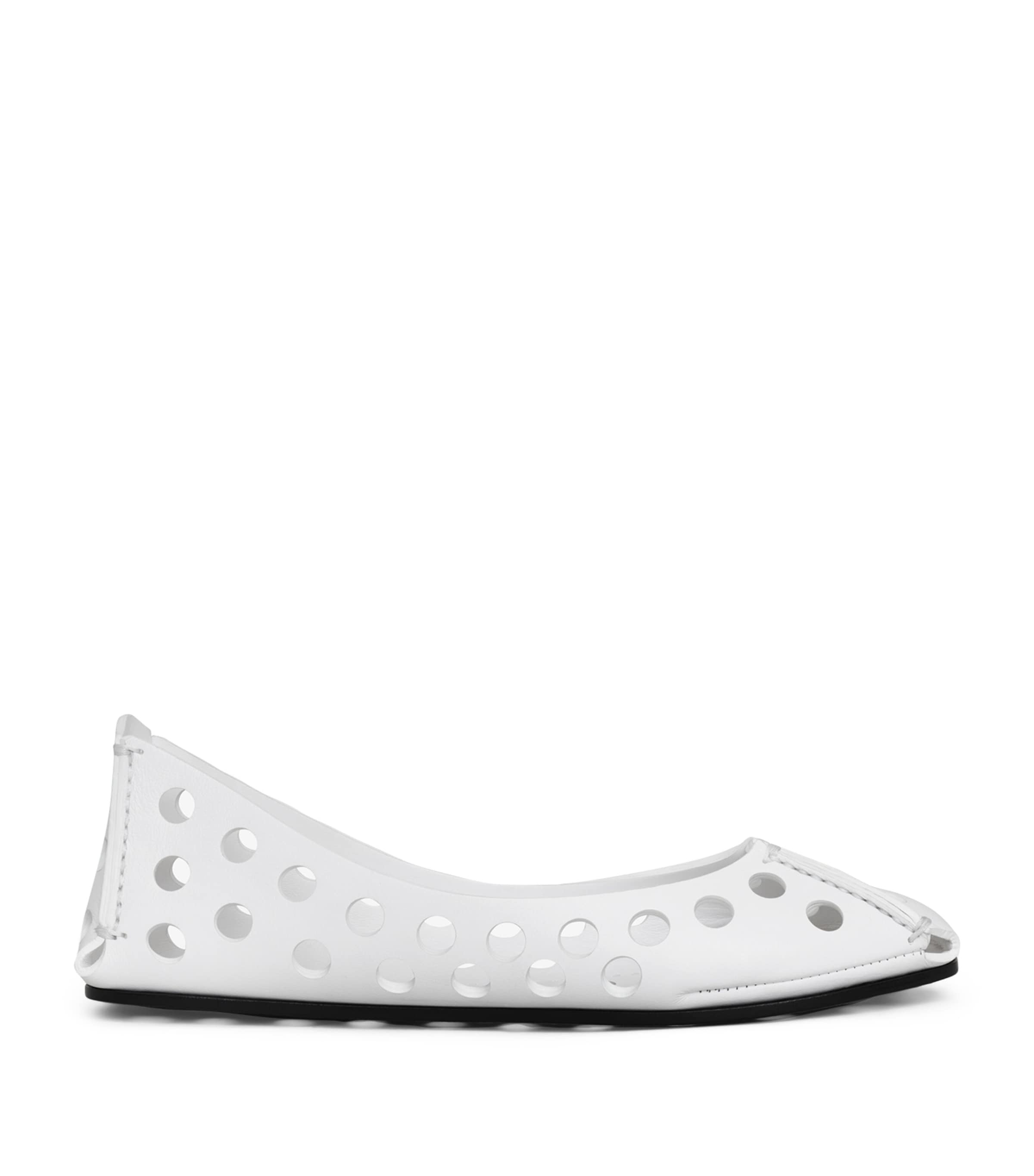 Alaïa Perforated Leather Ballet Flats In White