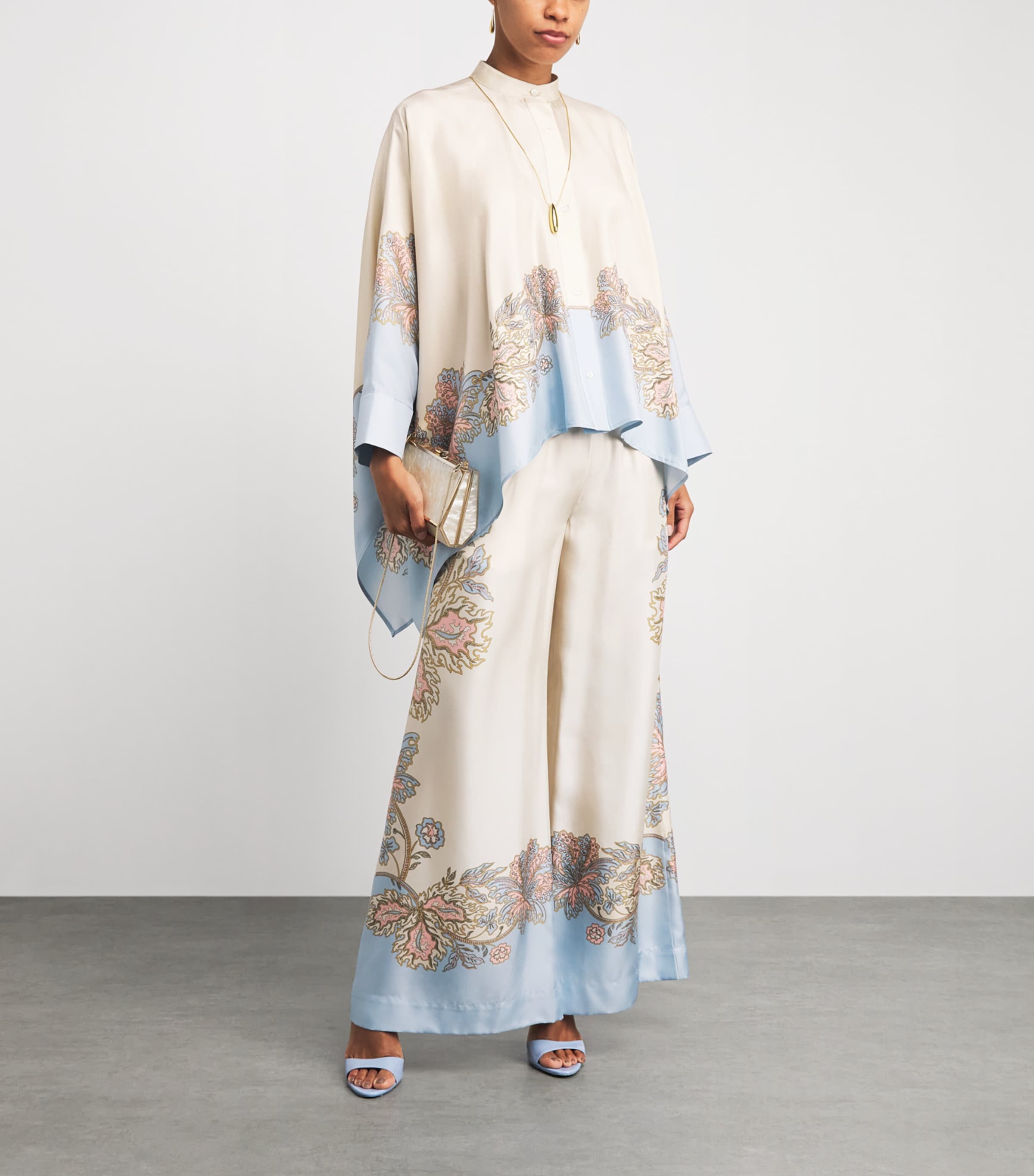 La Doublej Womens Silk Printed Foulard Blouse Swathe Placée Image 2