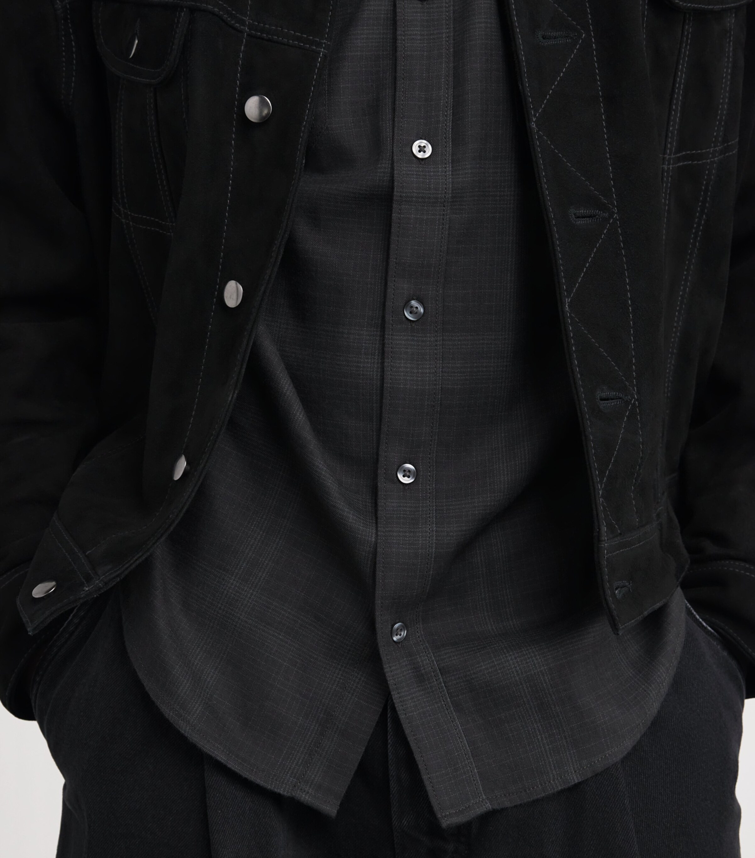 Cotton-Blend Check Everett Shirt BLCK CHRCL PLAID Image 6