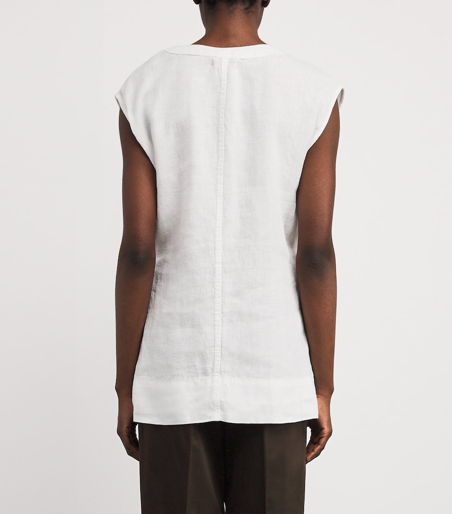 Linen Sleeveless Wrap Jacket OPTICAL WHITE Image 4
