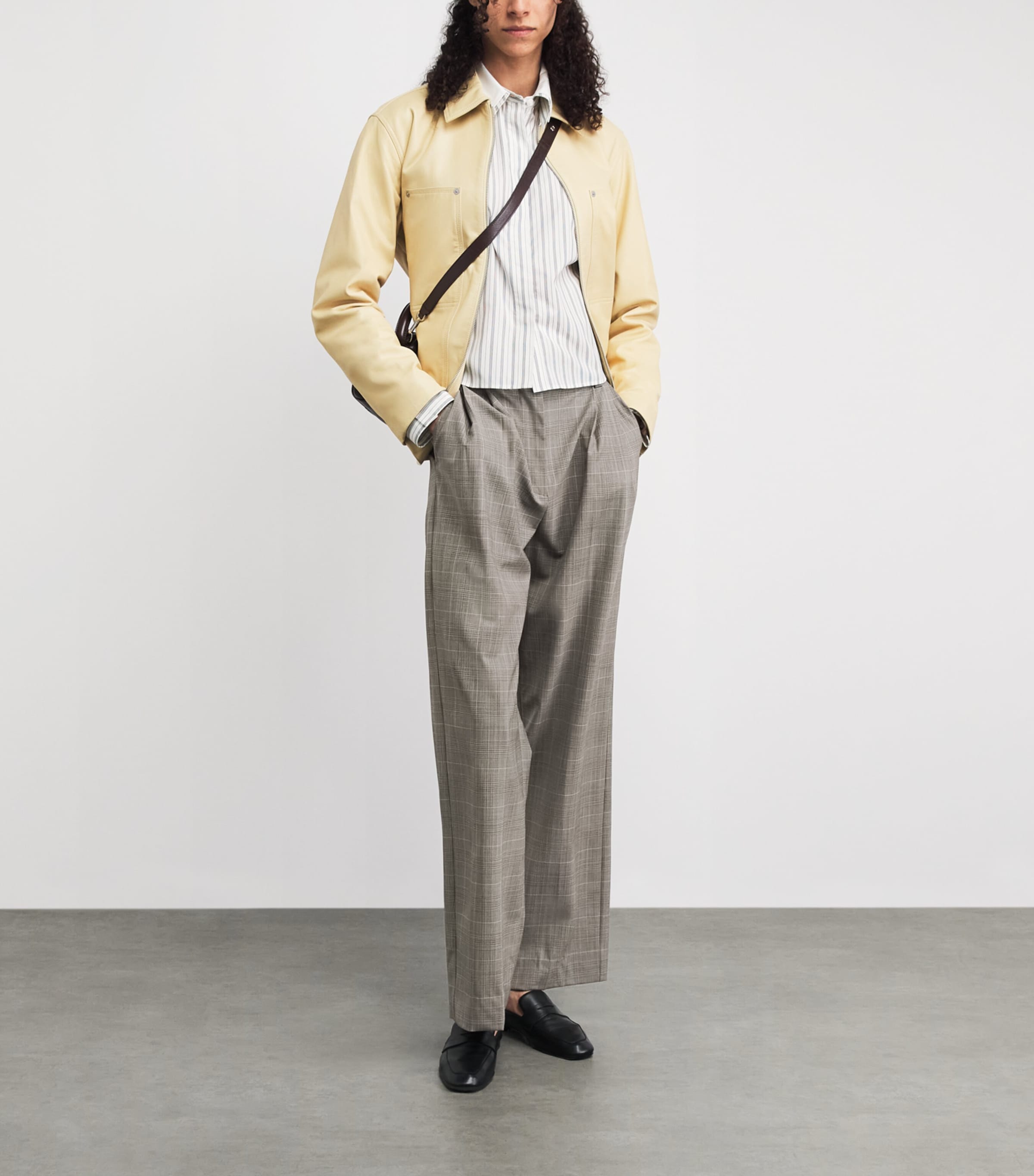Maje Womens Wool-Blend Check Tailored Trousers Grey Image 2