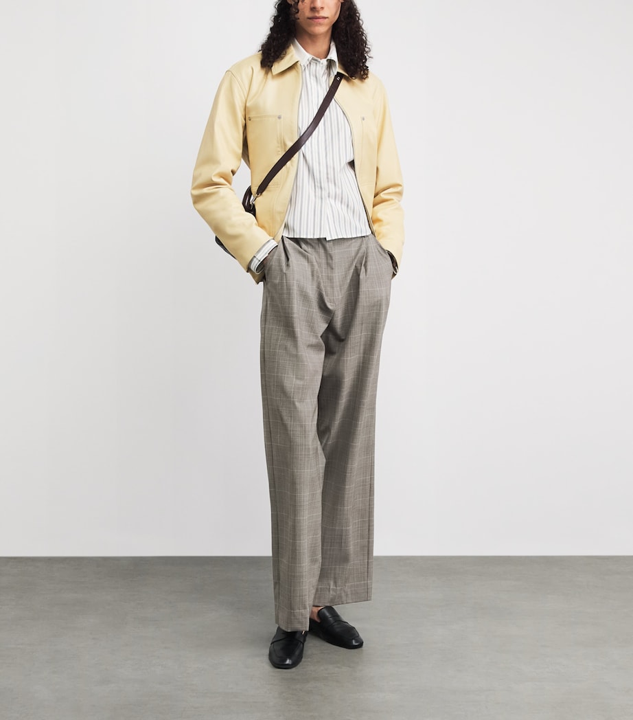 Maje Womens Wool-Blend Check Tailored Trousers Grey Image 2