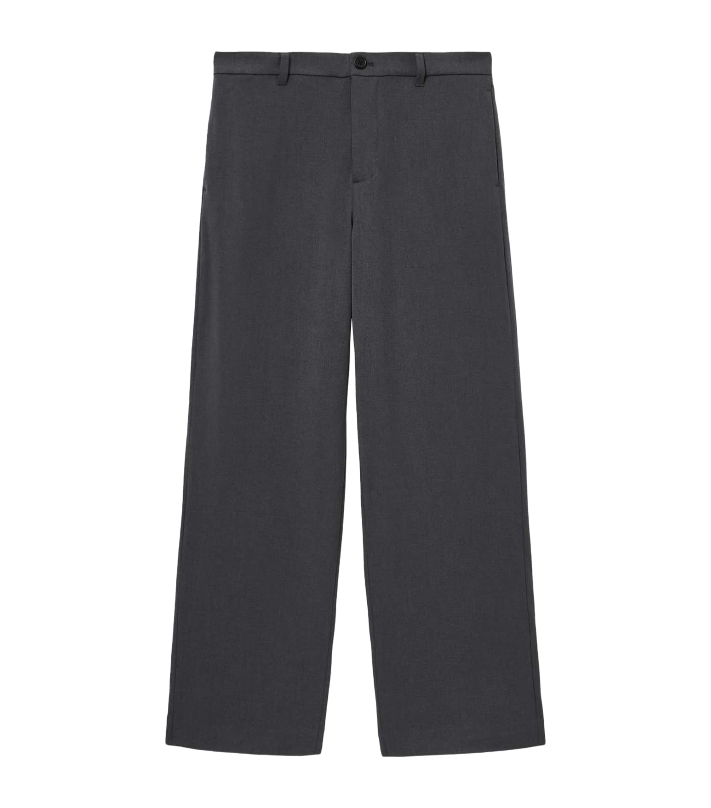 AllSaints Mens Wide-Leg Halla Trousers Charcoal Grey Image 1