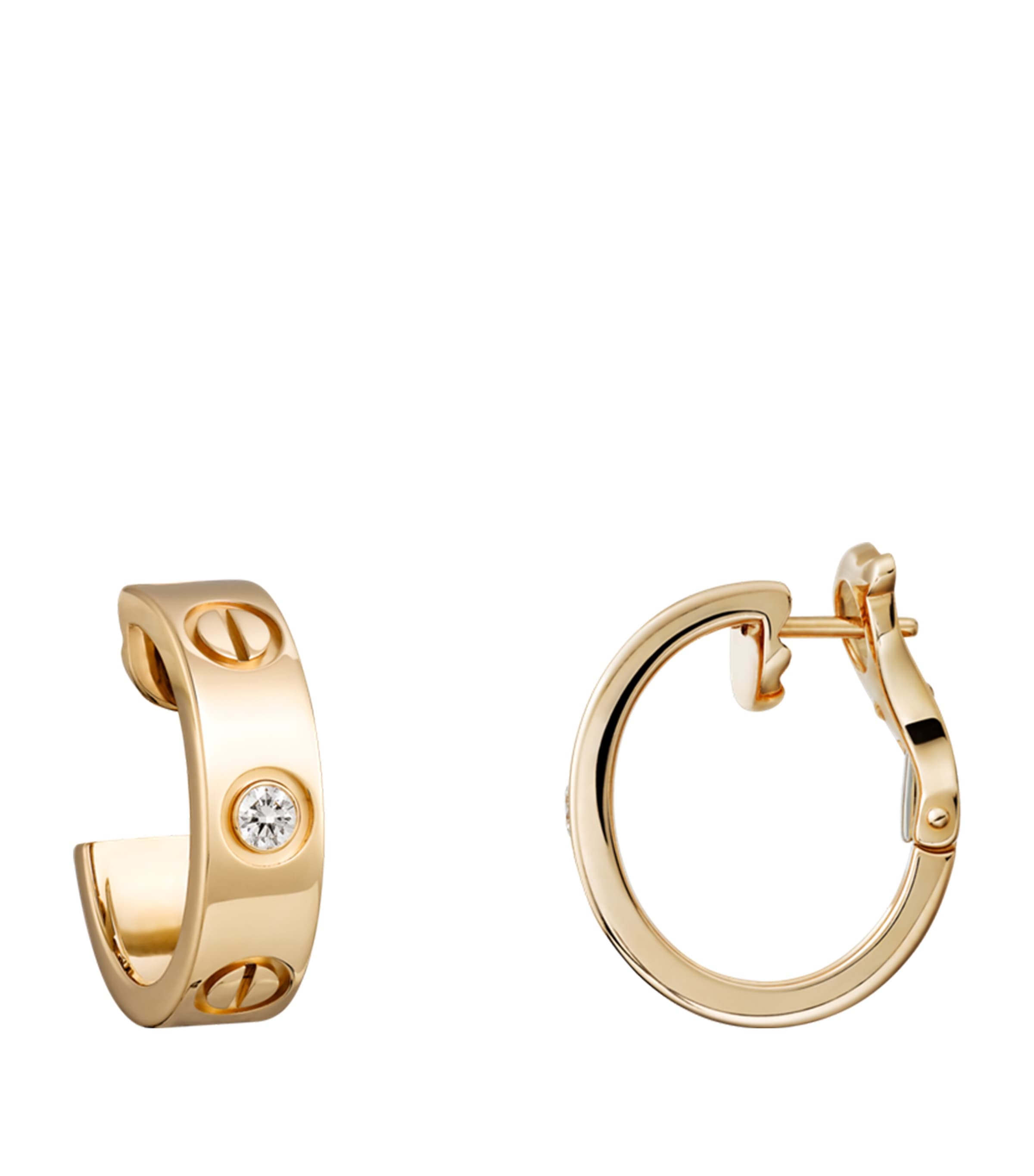 Yellow Gold and Diamond LOVE Hoop Earrings YELLOW GOLD Image 7