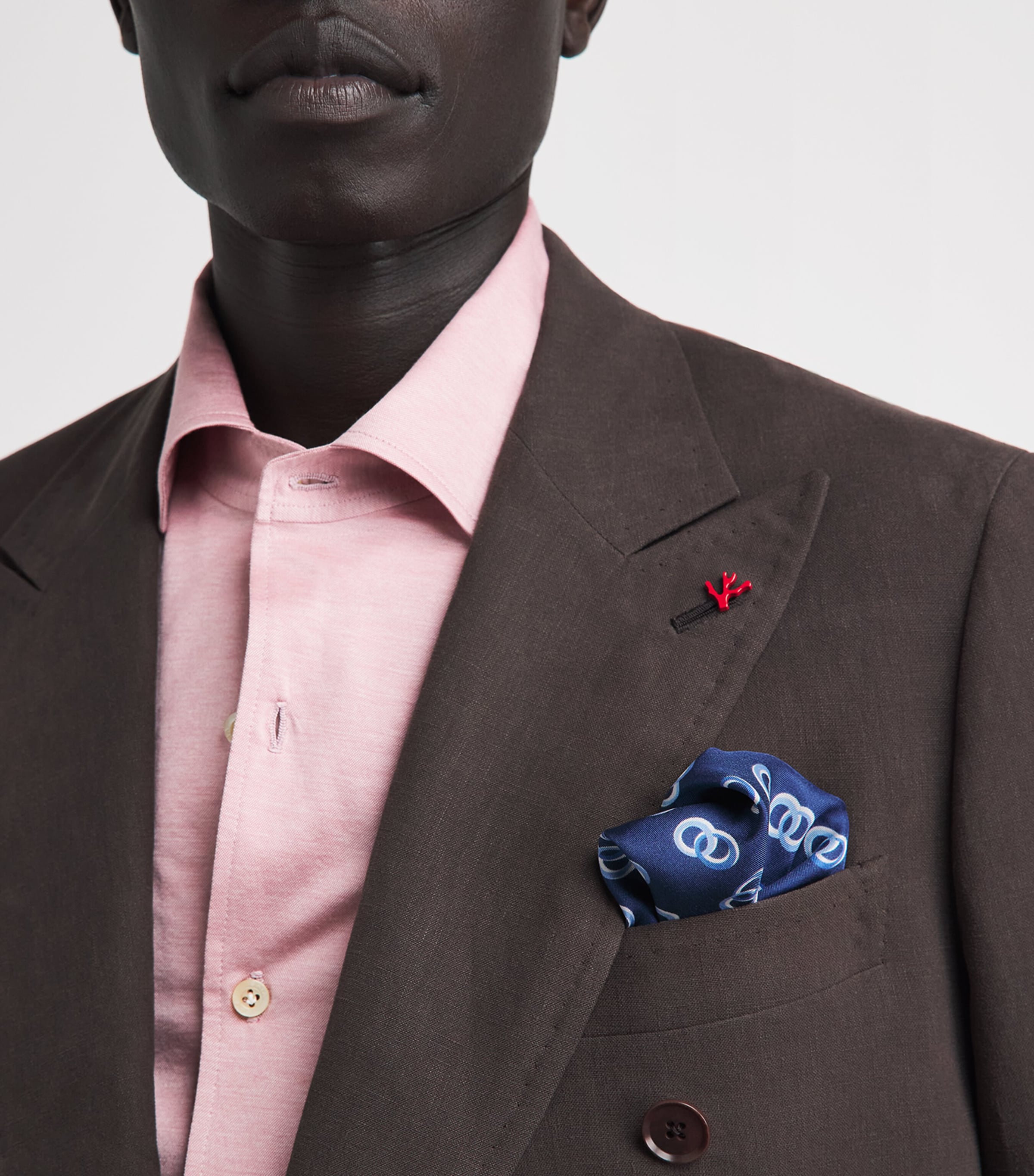 Isaia Silk Printed Pocket Square Image 2