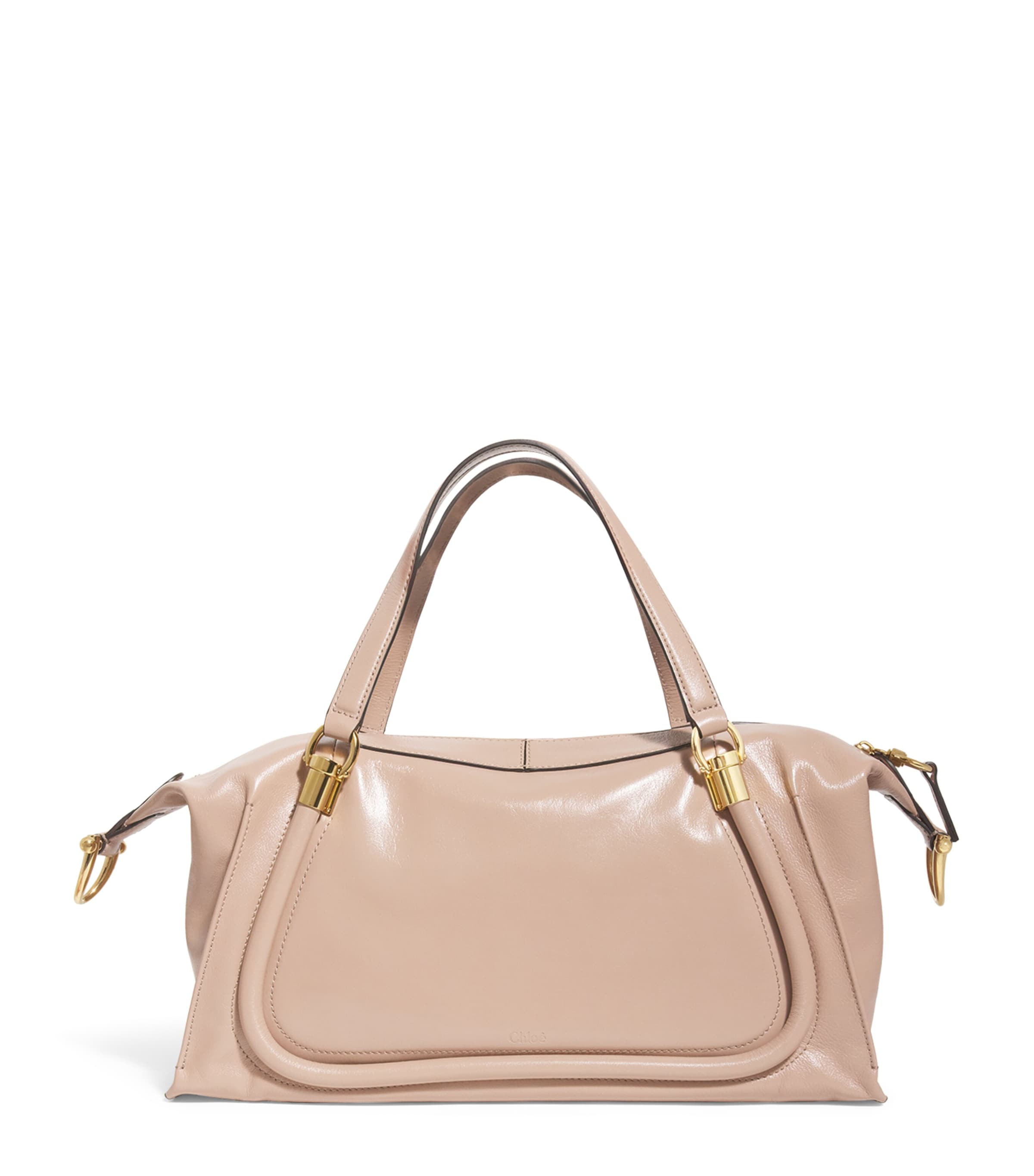 Chloé Leather Paraty 24 Shoulder Bag In Beige