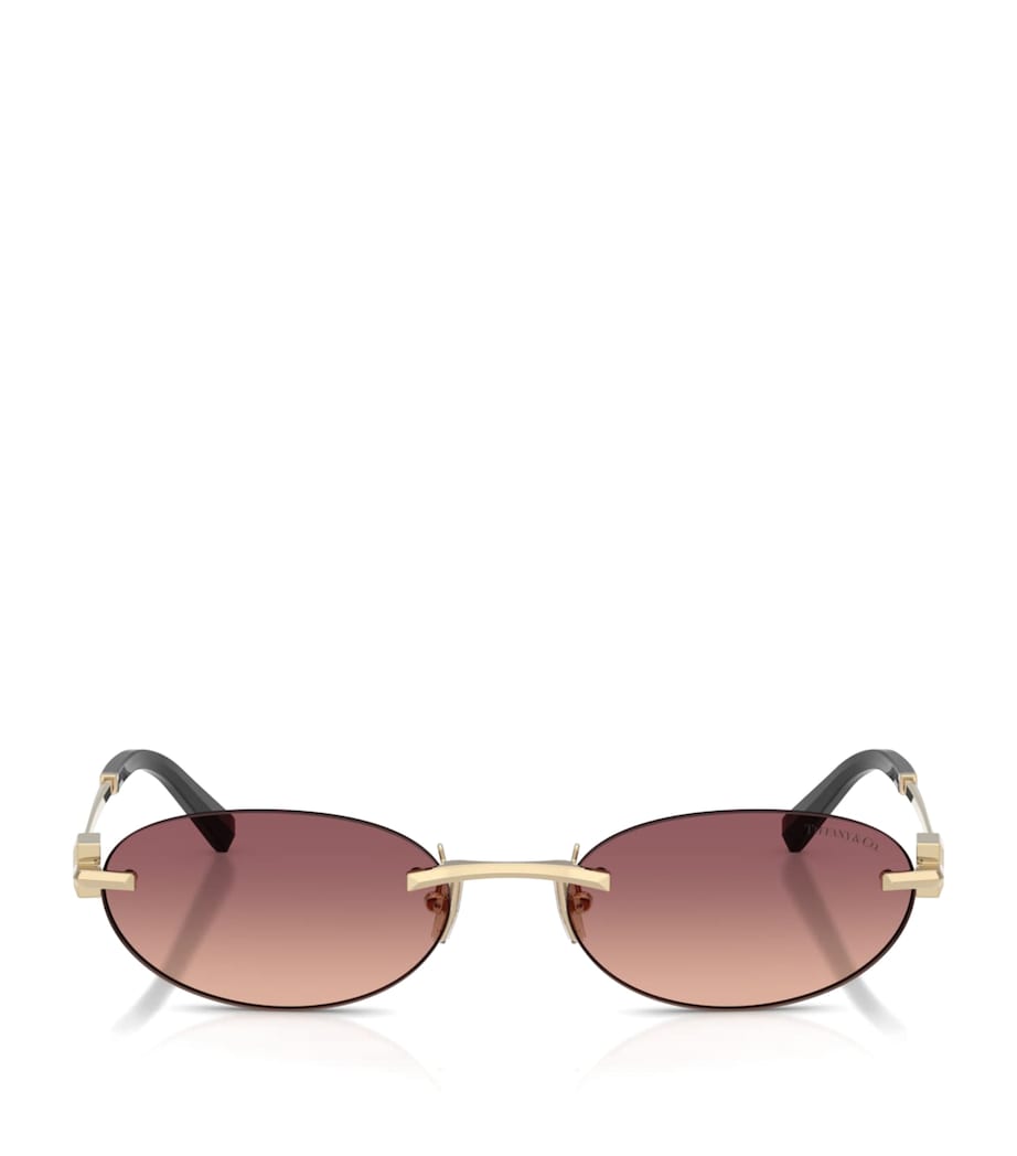 Tiffany & Co. Metal Oval Sunglasses Gold Image 1