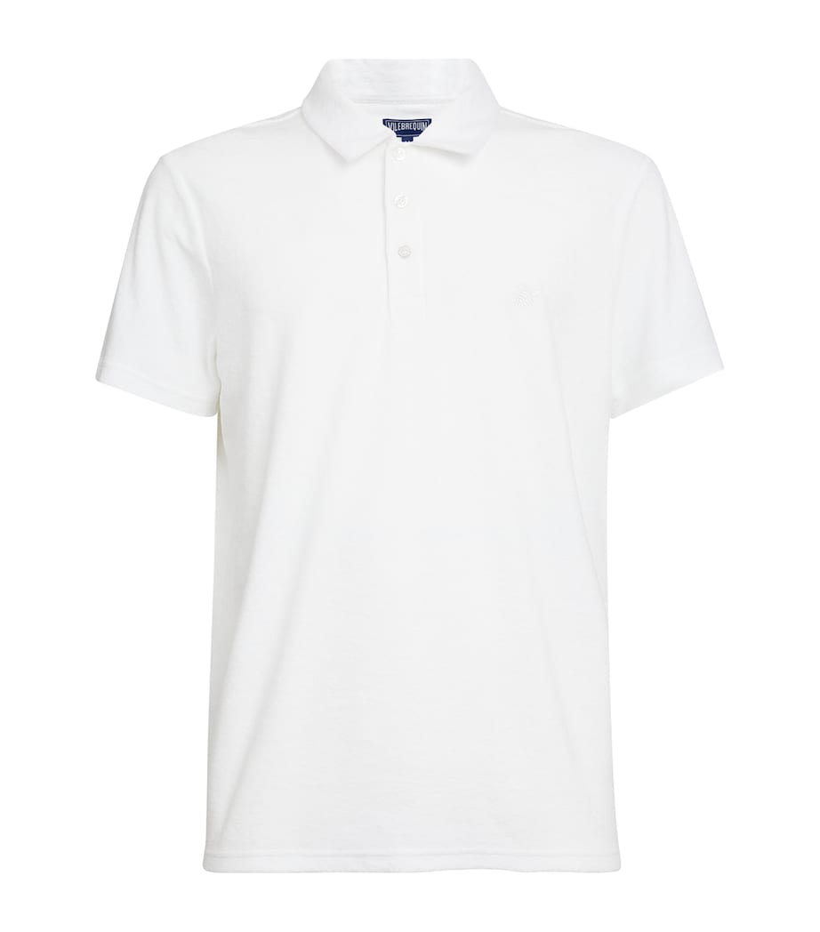 Towelling Polo Shirt 010 WHITE Image 1