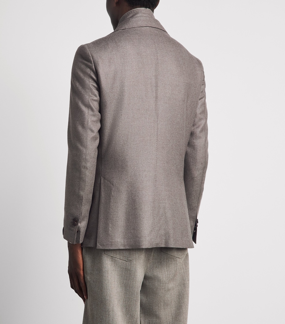 Corneliani Mens Virgin Wool-Cashmere Blazer Natural / Beige Image 5