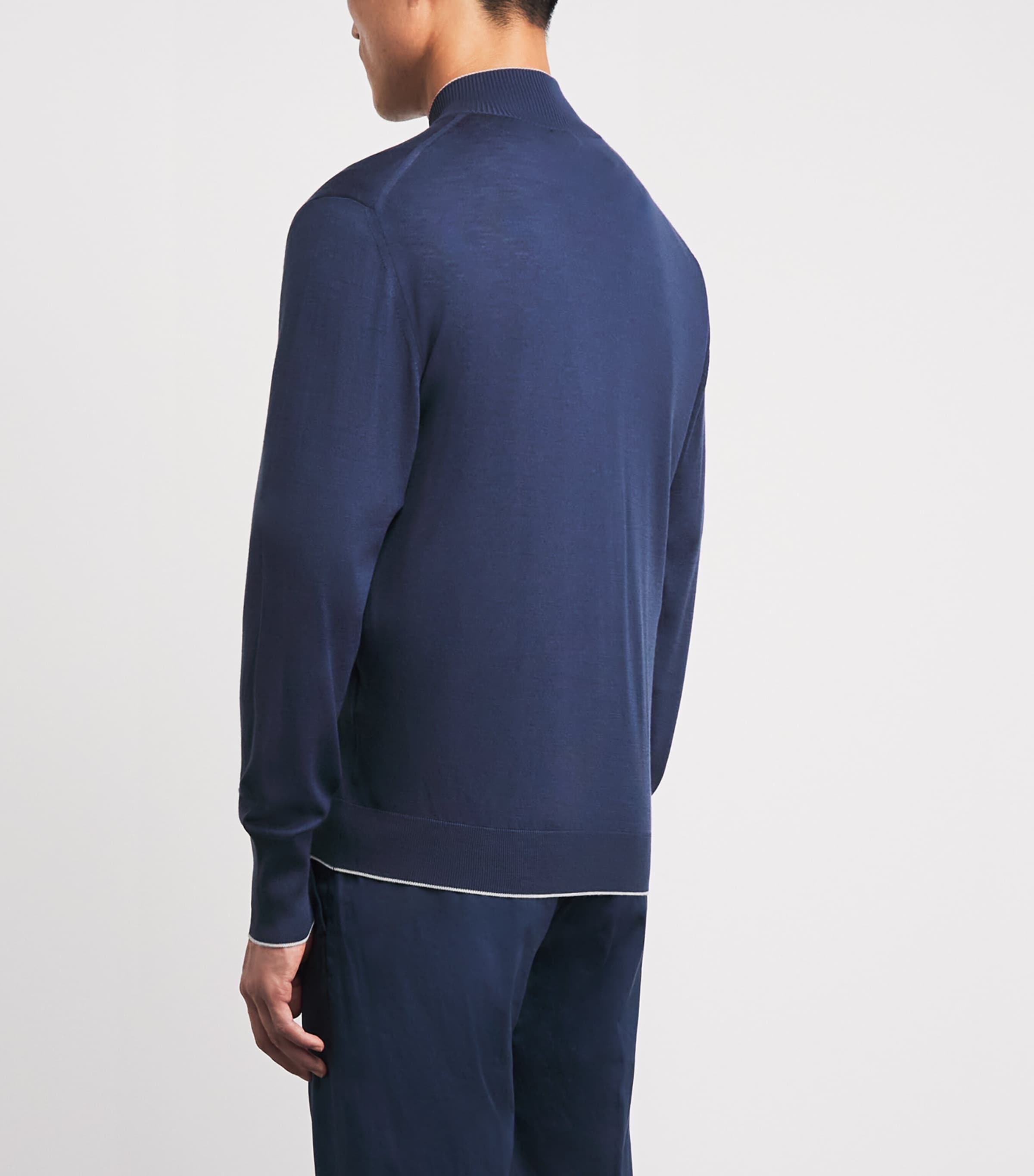 Eleventy Mens Merino Wool Double-Zip Cardigan Blu Royal, Gr. Chiar Image 5