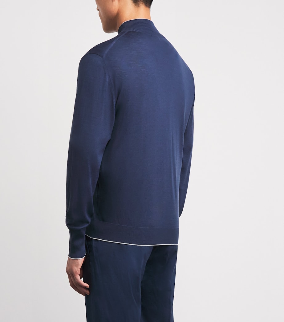 Eleventy Mens Merino Wool Double-Zip Cardigan Blu Royal, Gr. Chiar Image 5