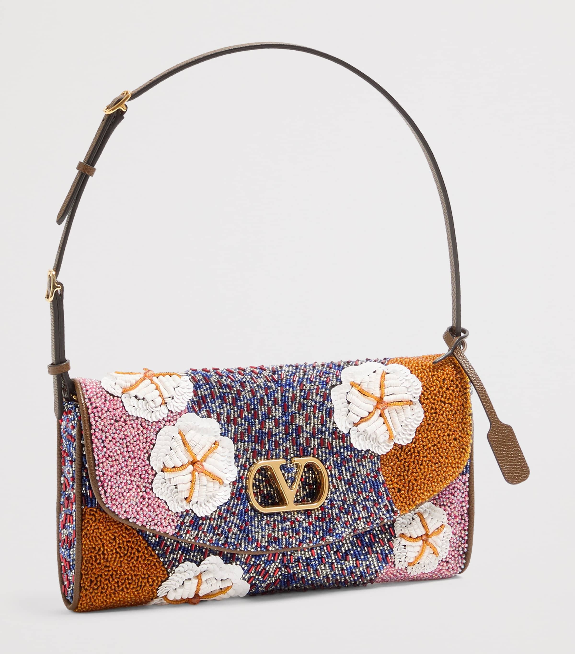 Valentino Garavani Silk Sequin and Bead DeVain Shoulder Bag Image 3