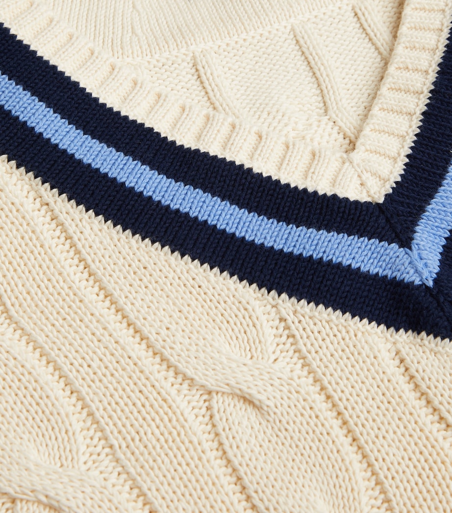 Cable-Knit Cricket Sweater CREAM W/ NAVY STRIPE Image 5