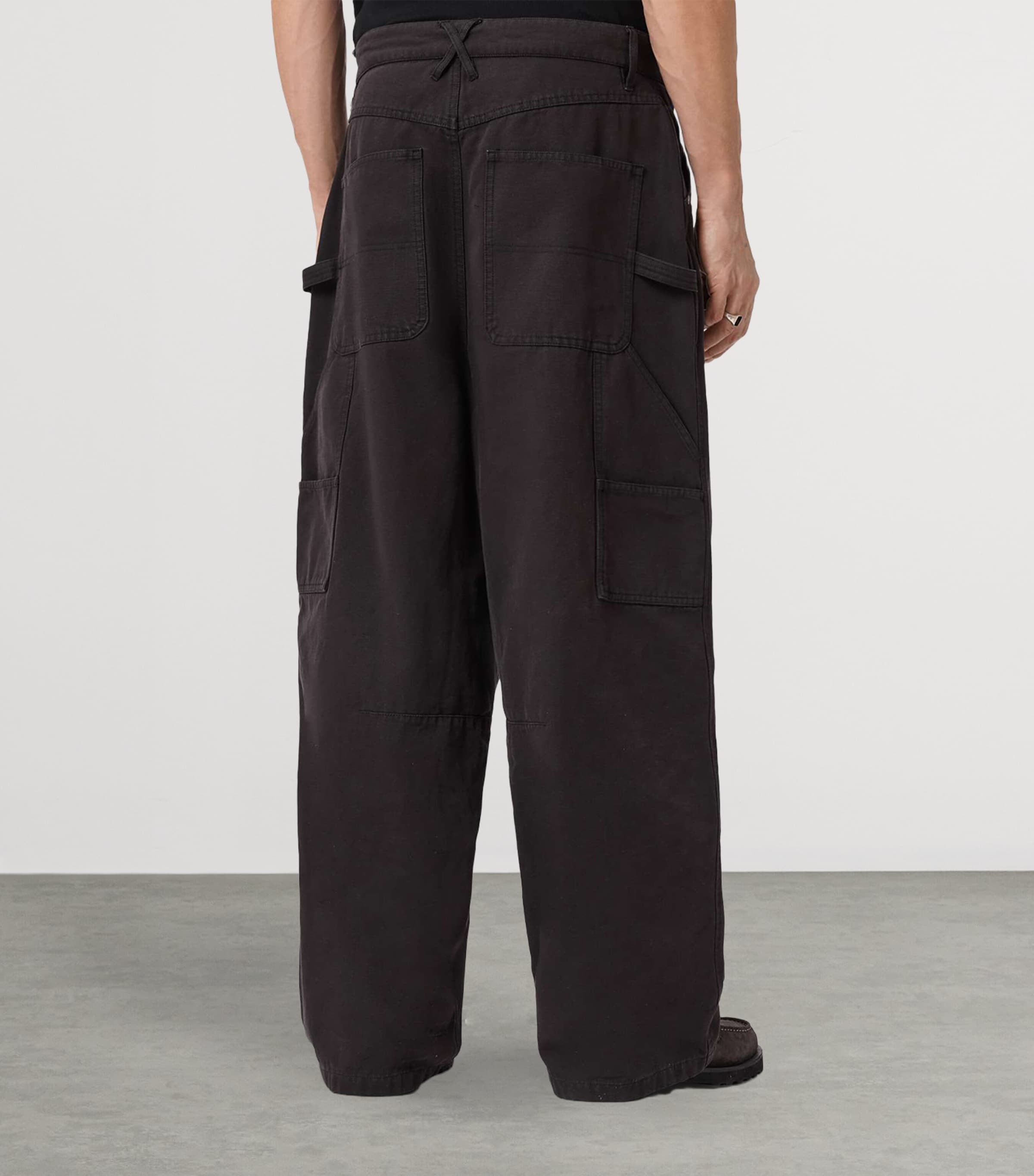 AllSaints Mens Organic Cotton Jackson Barrel Trousers Tanner Black Image 4