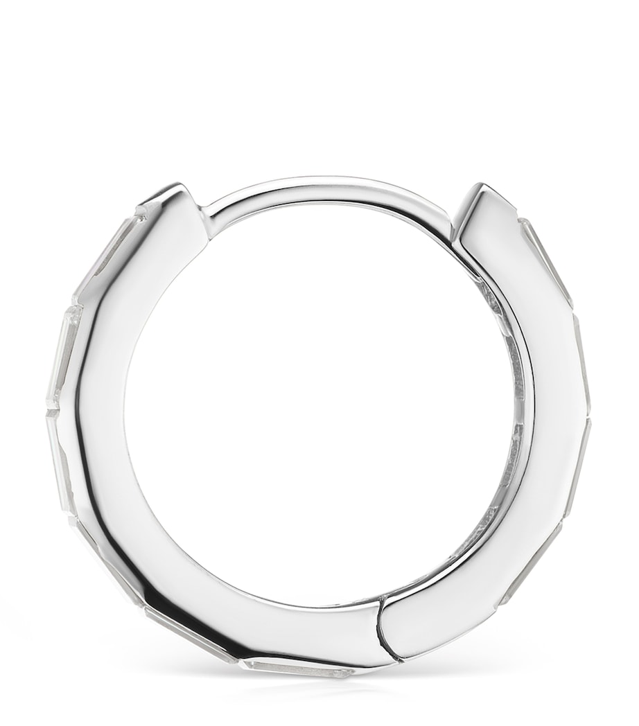 White Gold Invisible Set Baguette Diamond Eternity Hoop Earring (9.5mm) WHITE GOLD Image 1