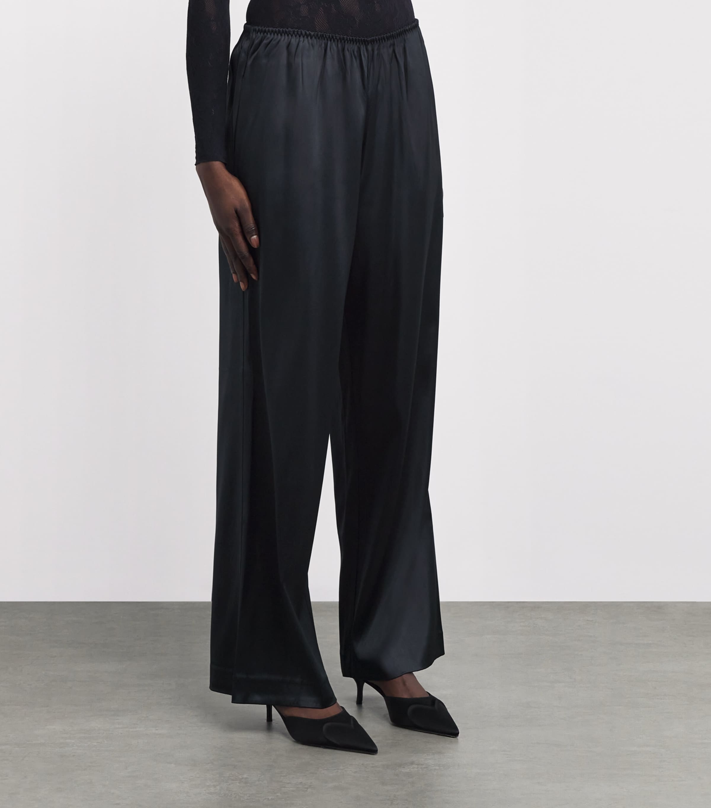 Satin Wide-Leg Trousers ONYX Image 3