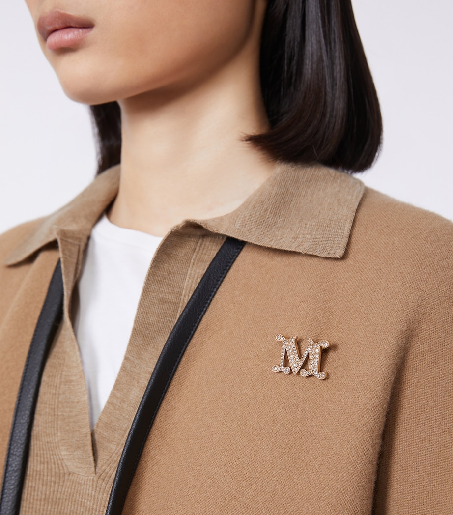 Max Mara Embellished Monogram Brooch Optical White Image 2