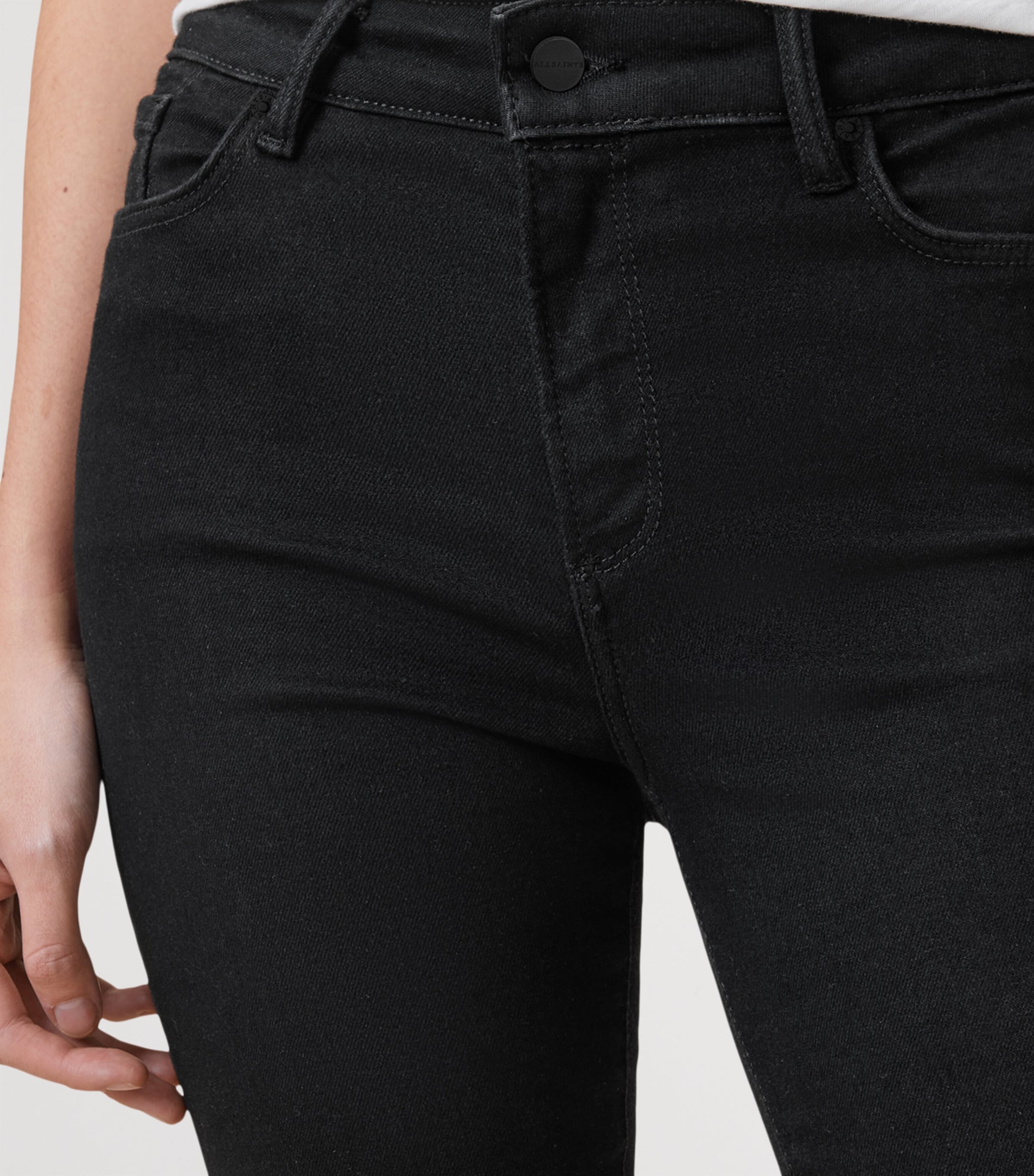 AllSaints Womens Miller Size Me Skinny Jeans Black Image 6