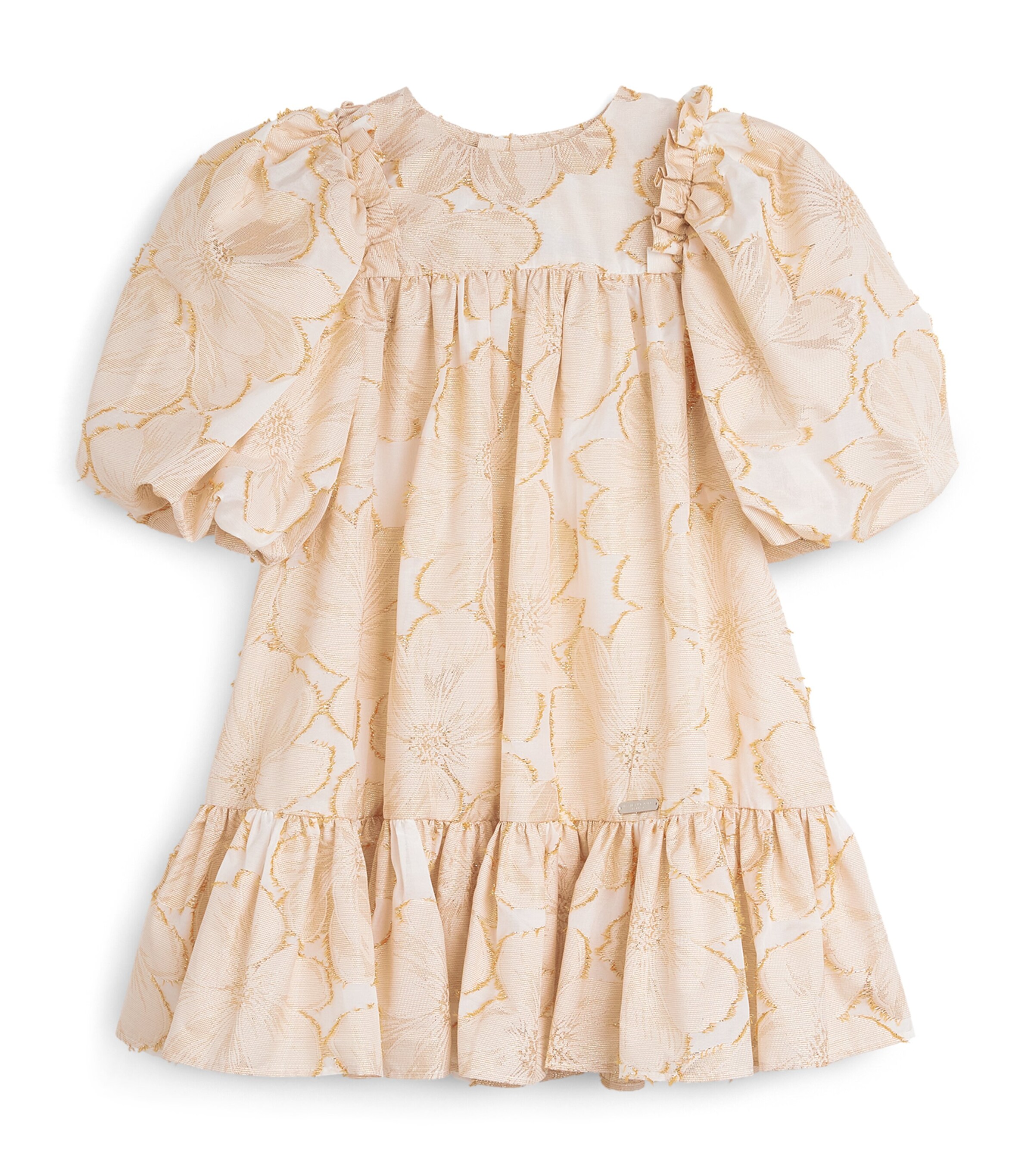 JESSIE AND JAMES Jacquard Floral Catch Me Dress (3-14 Years) Gold Flower Jac Image 1