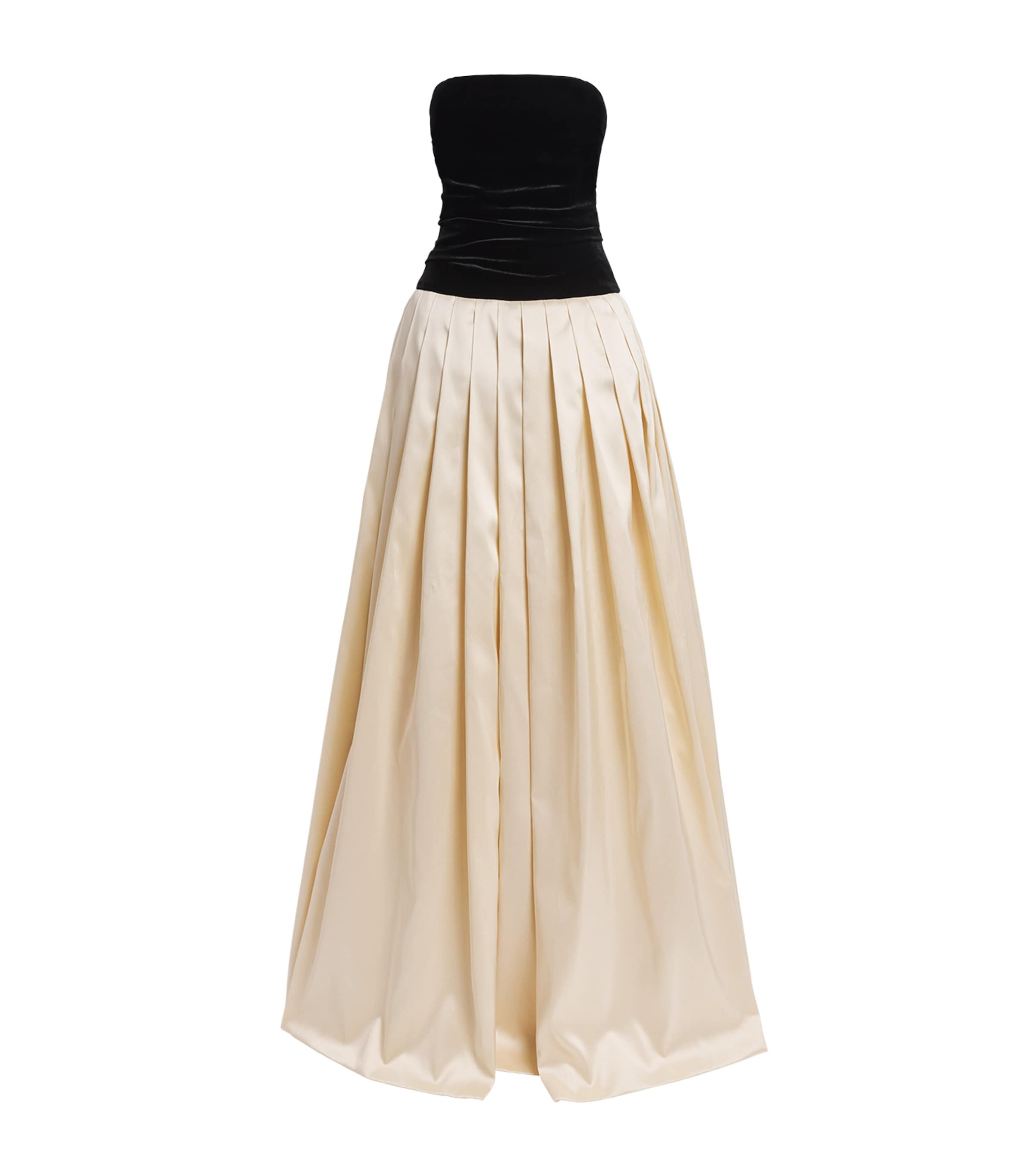 Sabina Bilenko Vanilla Velvet And Pleated Mikado Gown In Multi
