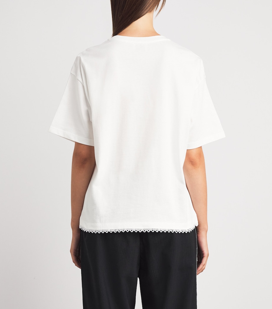 Claudie Pierlot Womens Cotton Floral Brooch T-Shirt Ecru Image 5