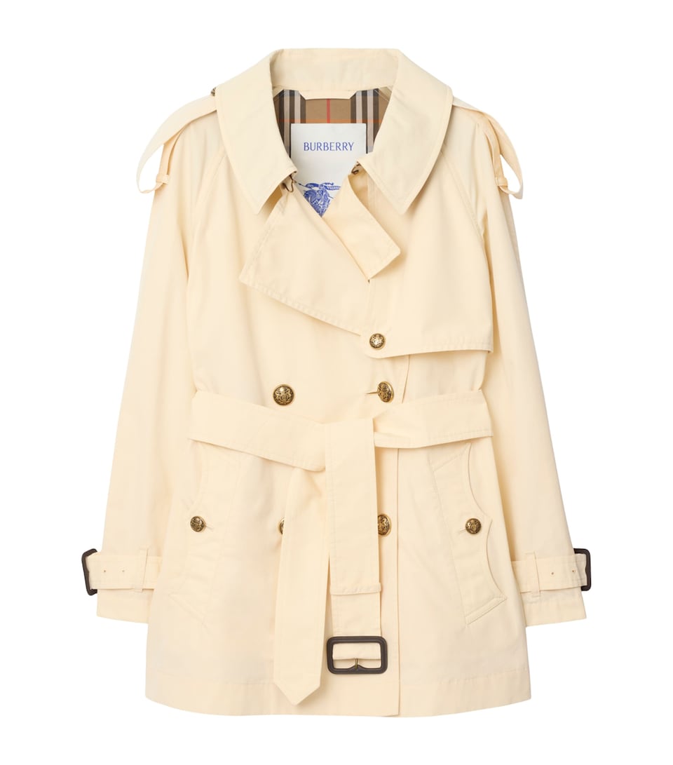 Burberry Short Gabardine Fitzrovia Trench Coat Ceramic White Ww Pro