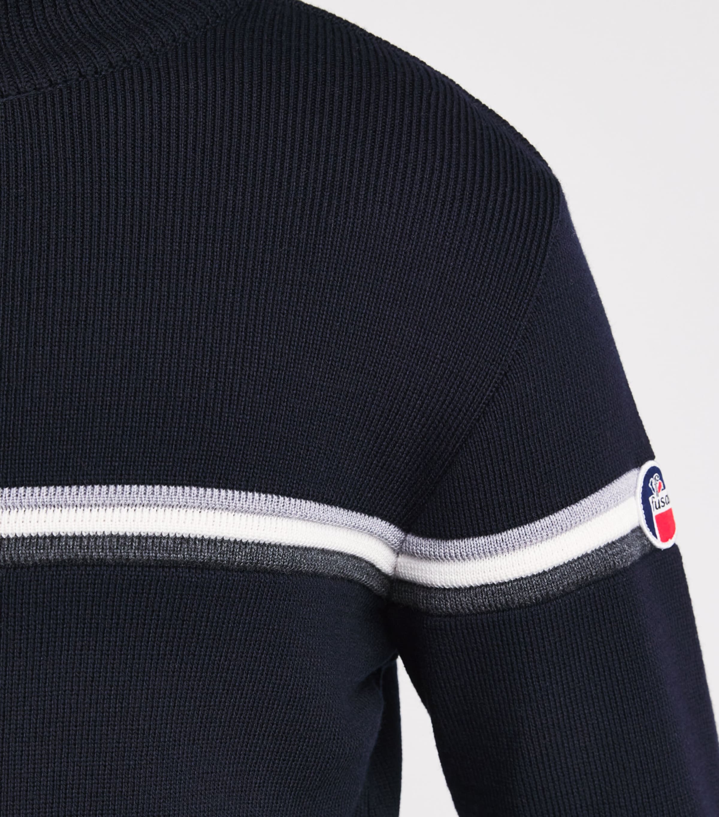 Merino Wool Mengen Quarter-Zip Sweater 629 DARK BLUE Image 6