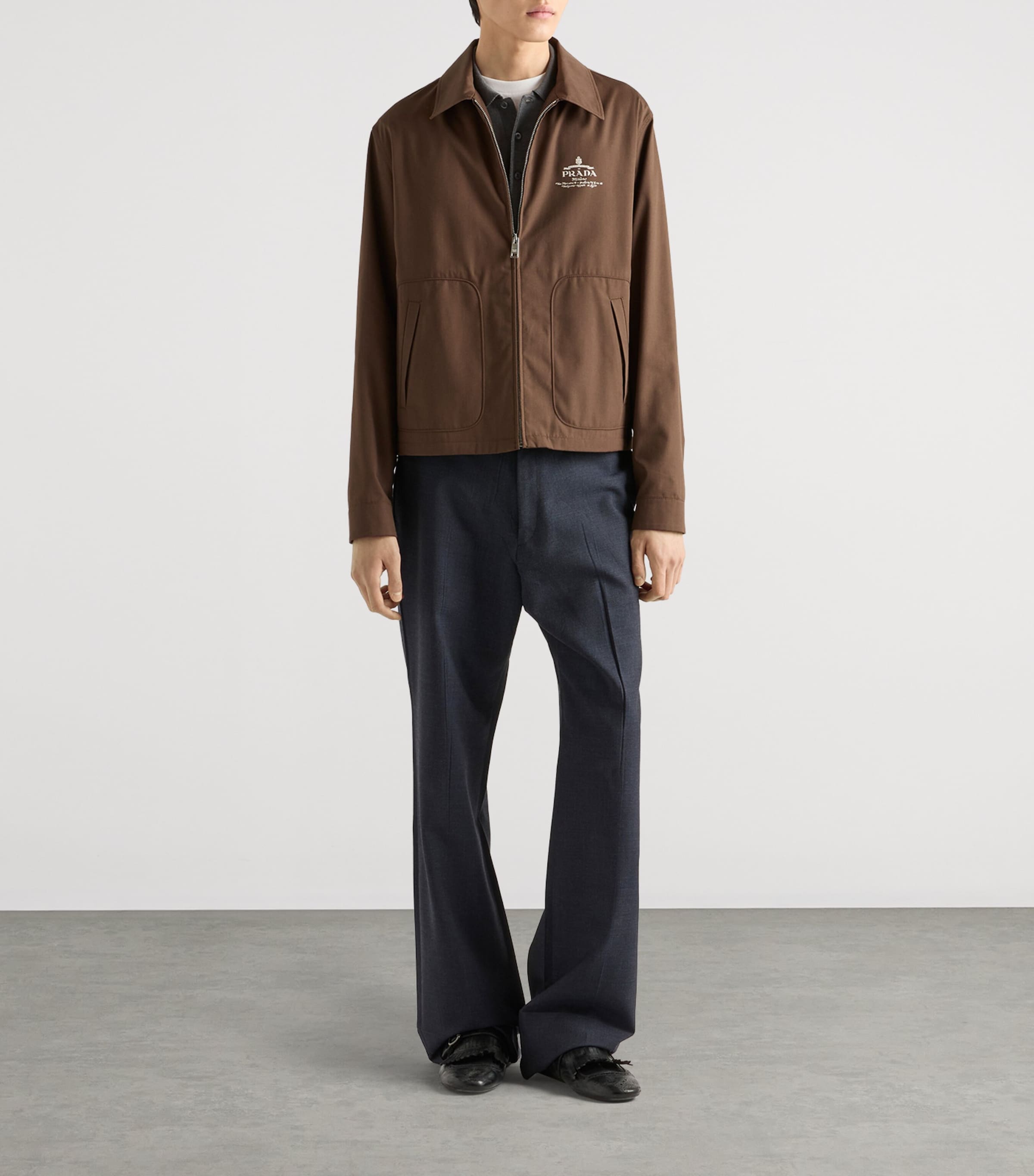 Technical Cotton Zip-Up Blouson Jacket F0192 Image 2