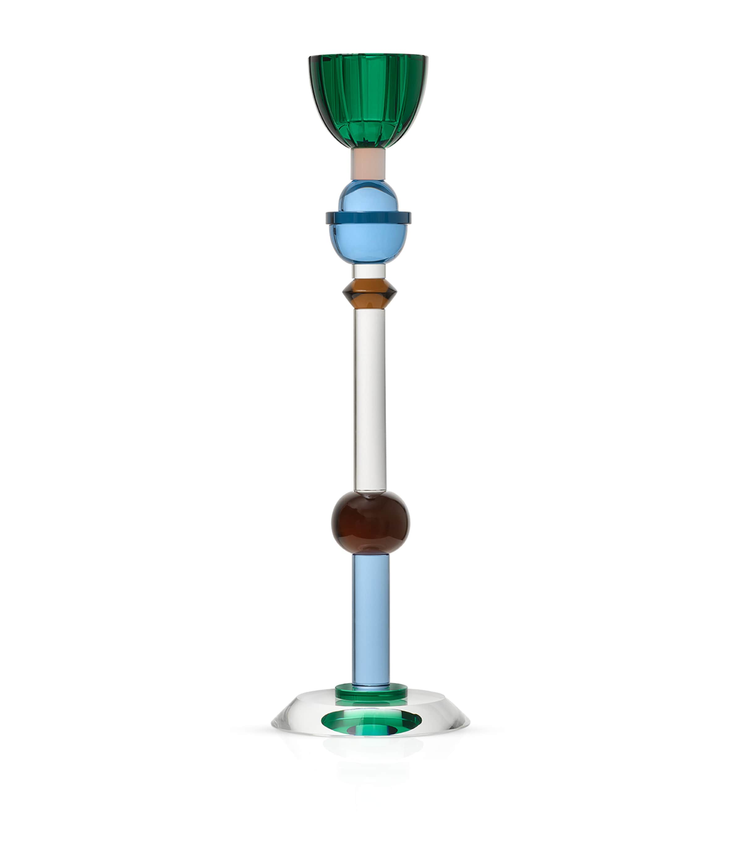 Reflections Copenhagen Crystal Valentin Candle Holder (28cm) Teal, Blue & Slate Image 1