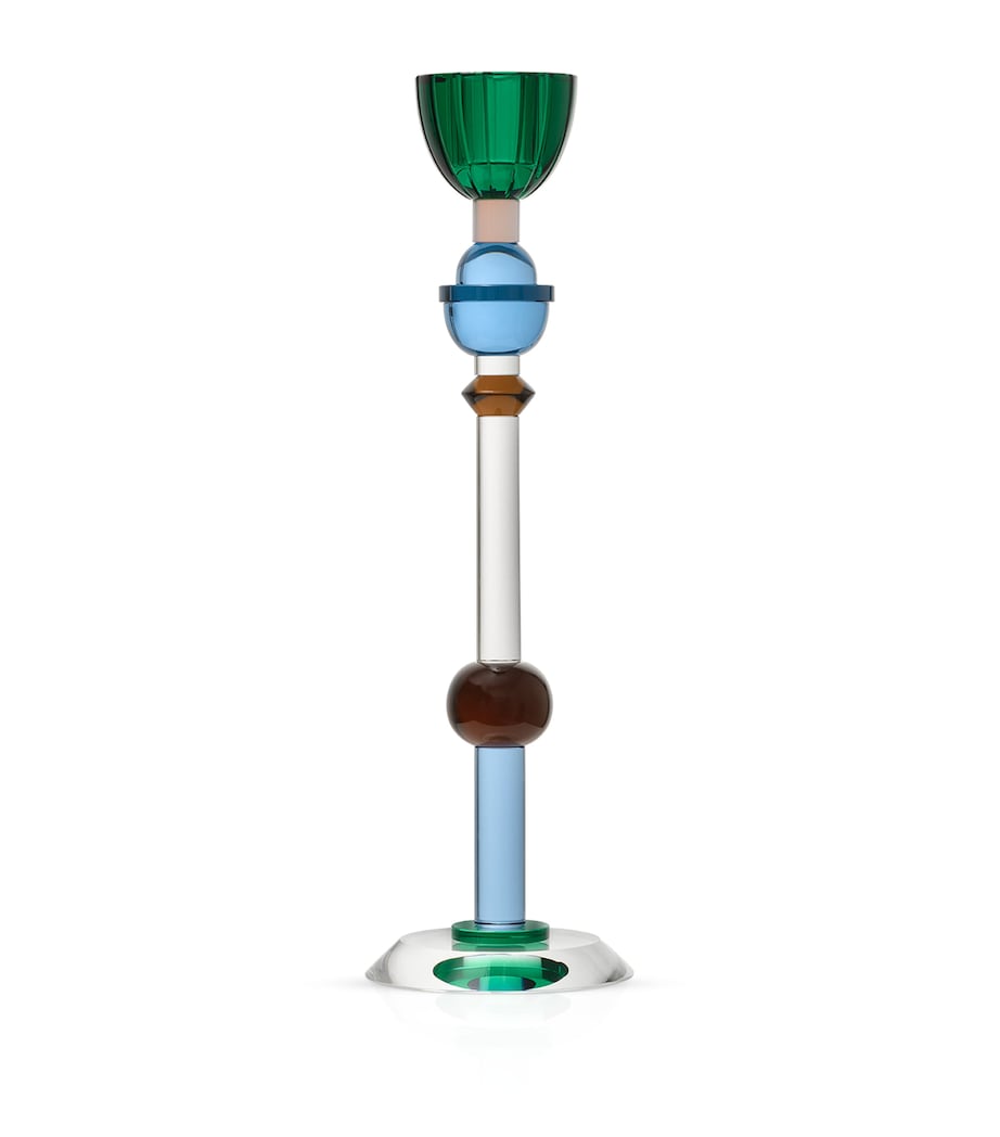 Reflections Copenhagen Crystal Valentin Candle Holder (28cm) Teal, Blue & Slate Image 1