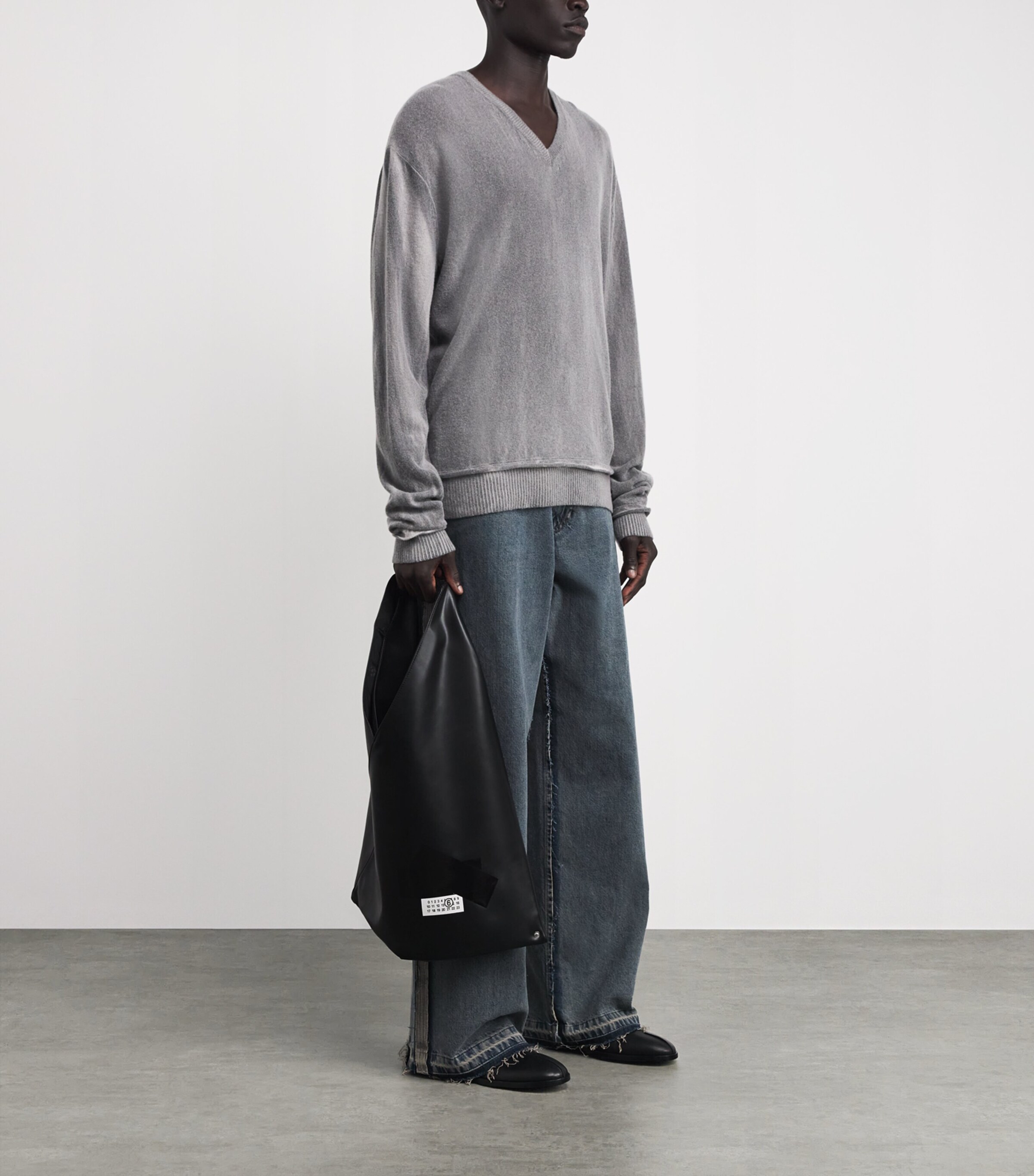 MM6 Maison Margiela Medium Archive Tape Tote Bag Black Image 2