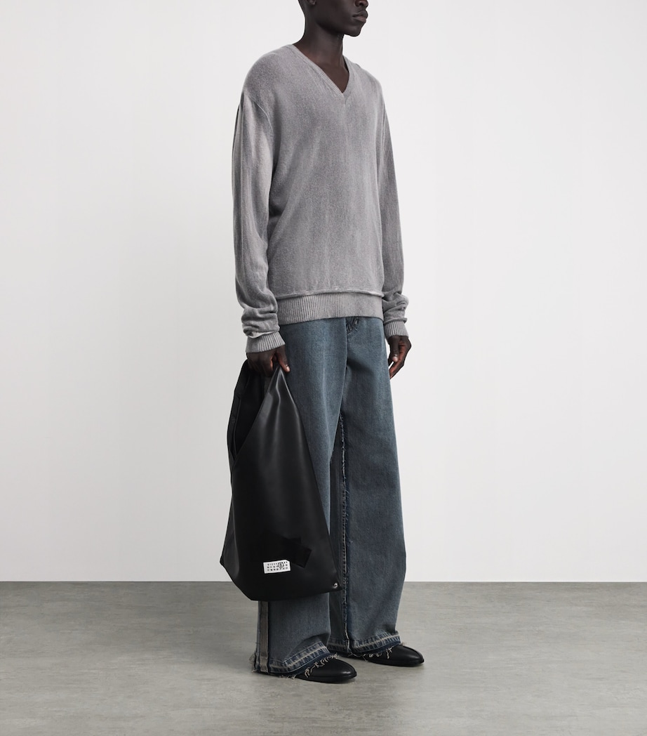 MM6 Maison Margiela Medium Archive Tape Tote Bag Black Image 2
