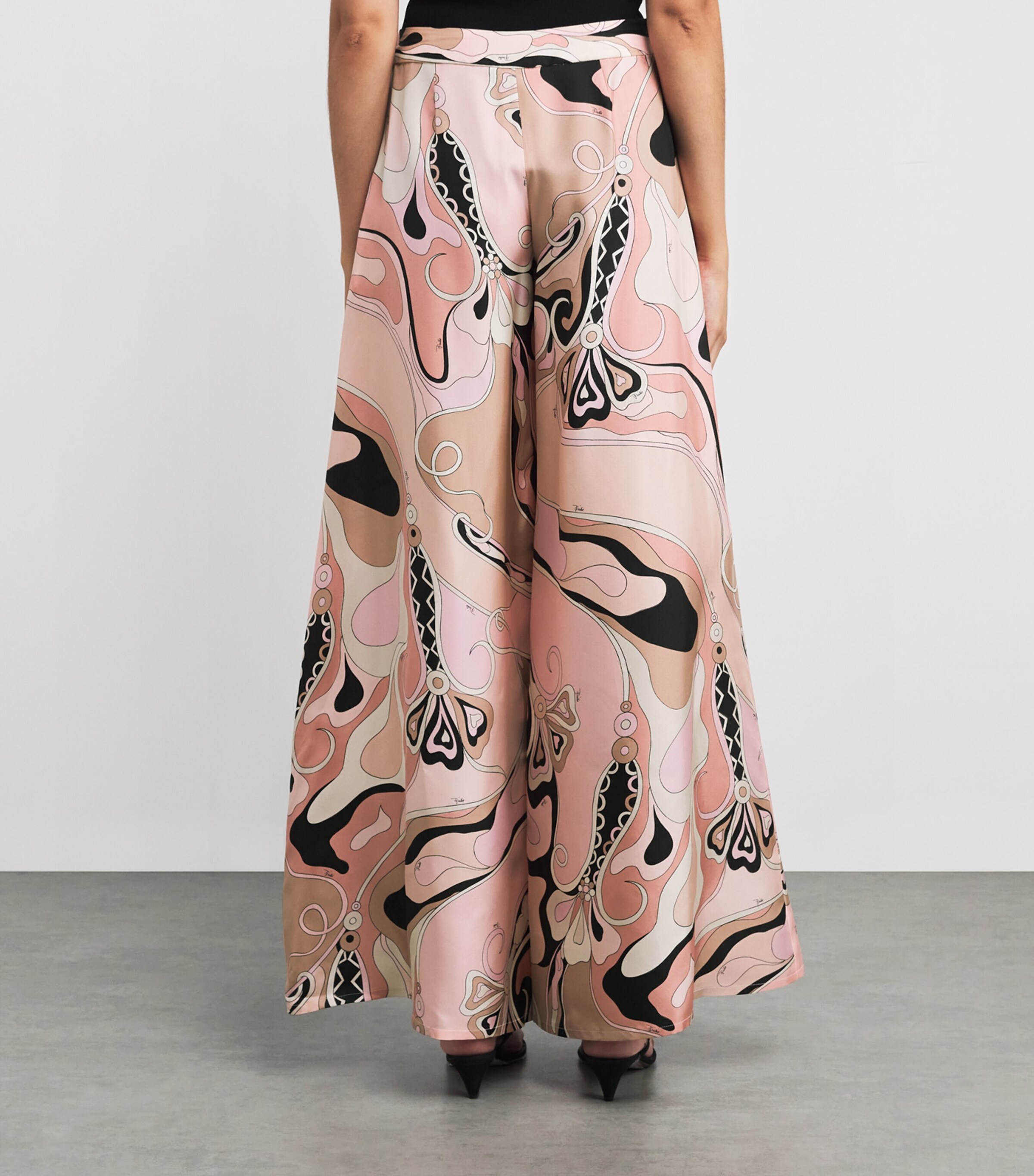 Silk Twill Orchidee Print Trousers 023 NUDE Image 4