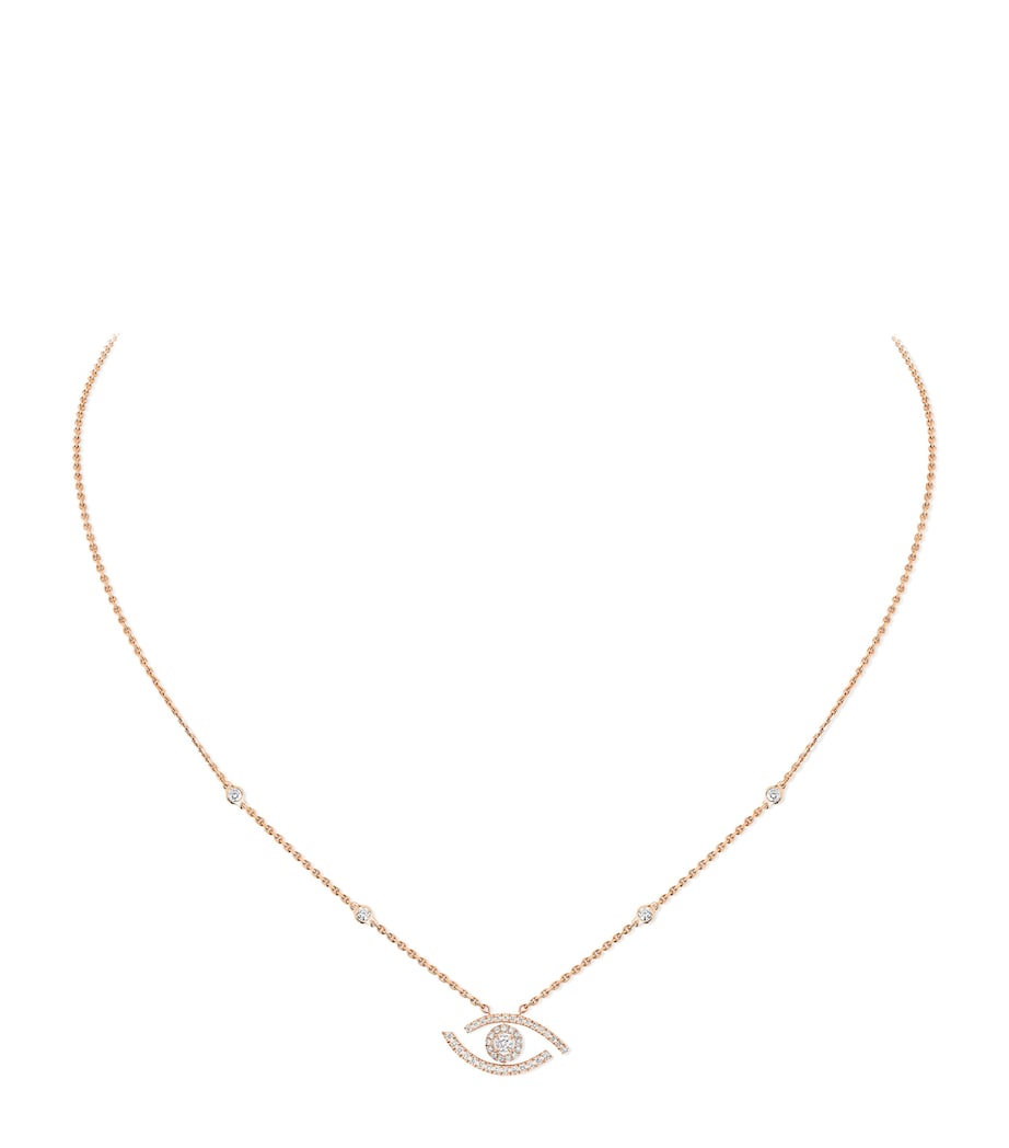 Messika Lucky Eye Pink Gold and Pavé White Diamond Necklace (0.29ct) Pink Gold Image 1