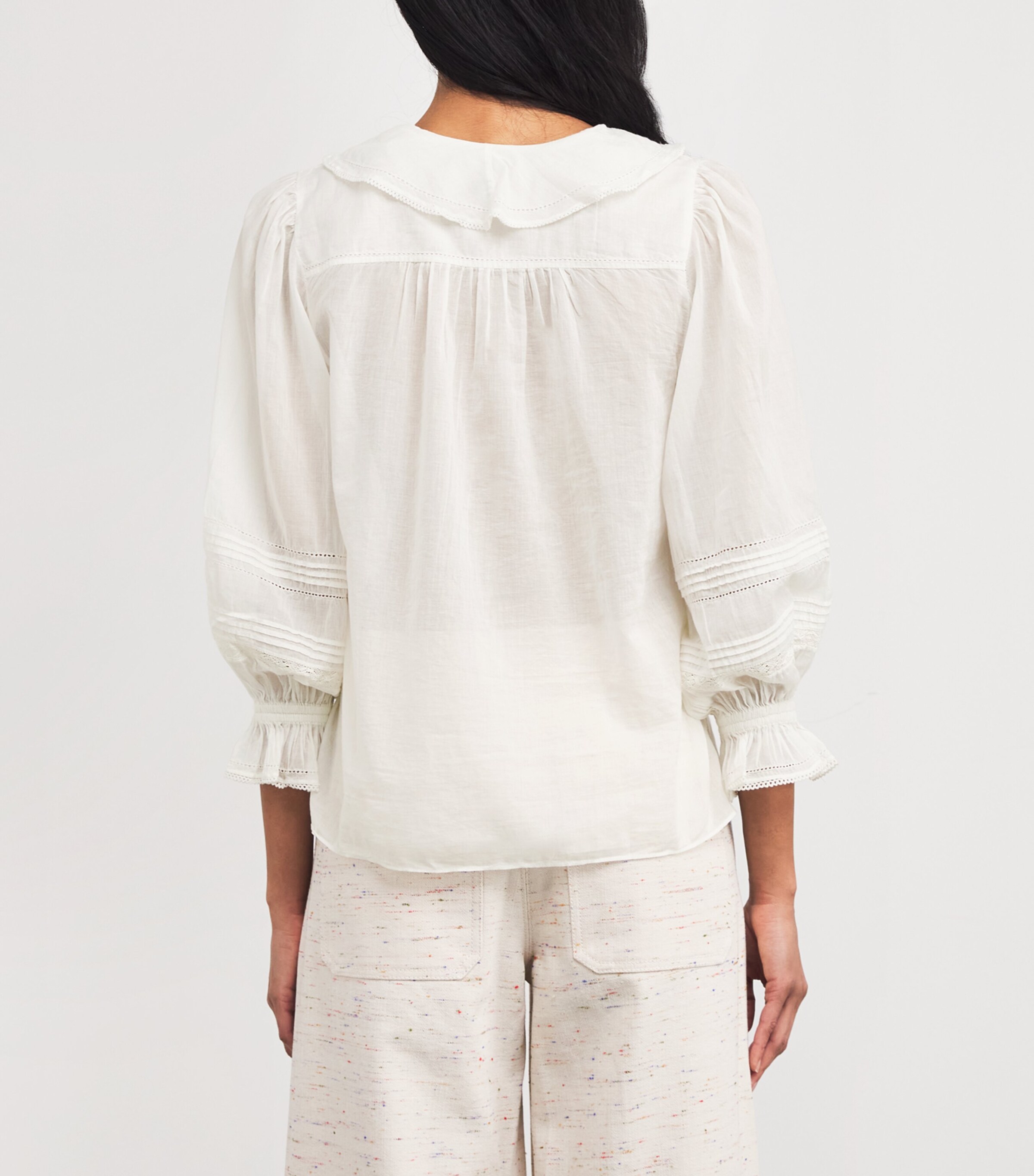 ME+EM White Cotton Voile Ruffle Blouse | Harrods US