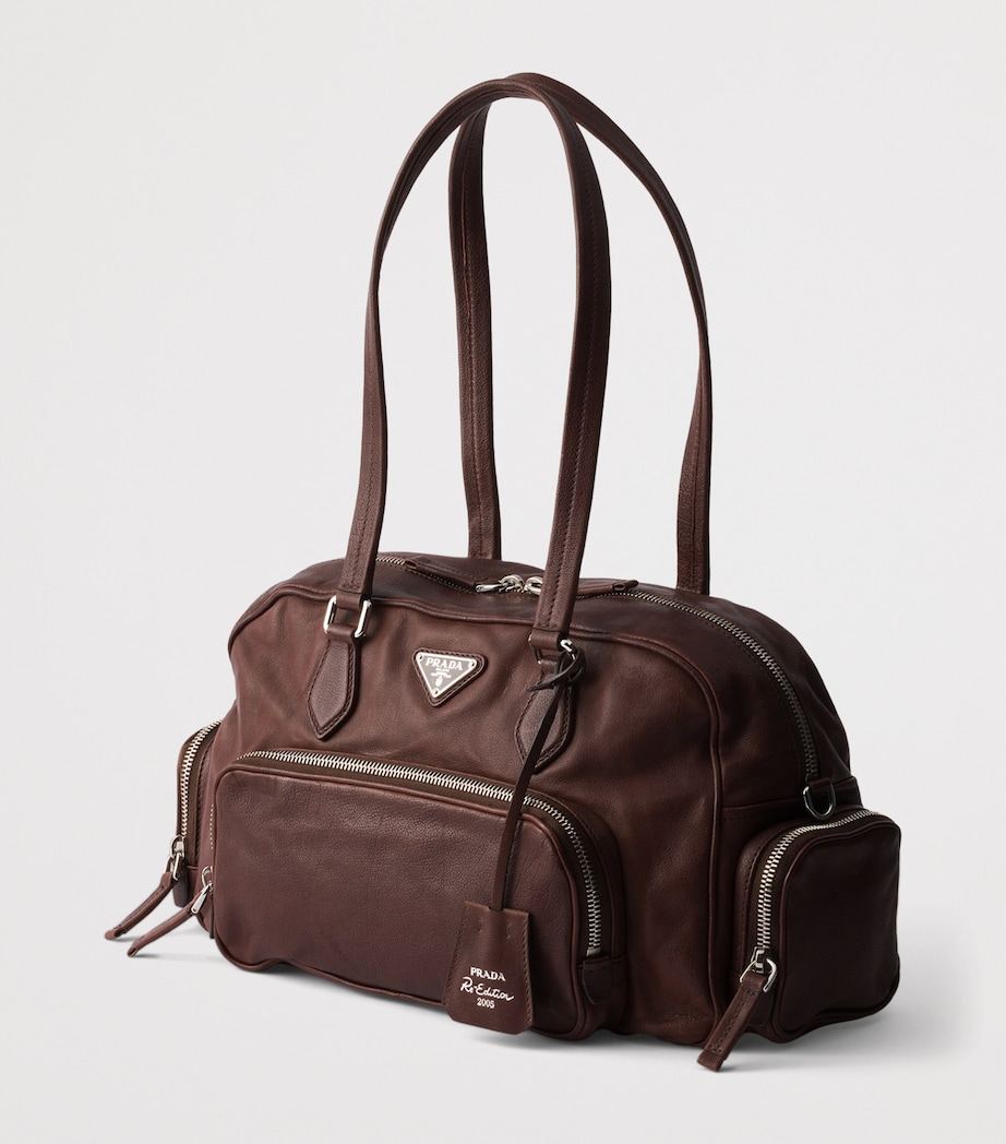 Large Washed Leather Shoulder Bag F0324 Image 3