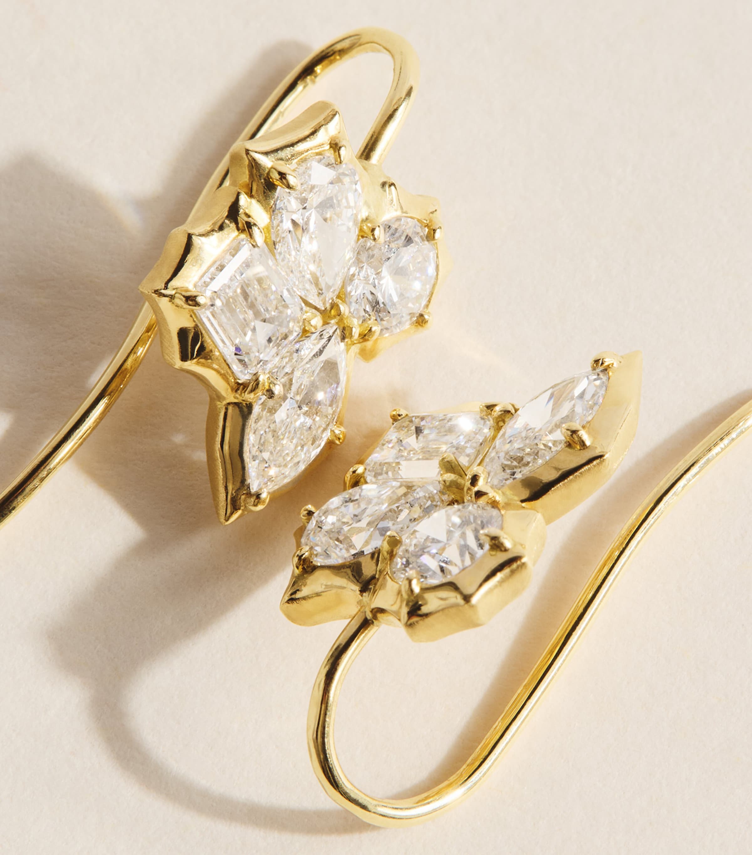 Jade Trau Yellow Gold and Diamond Poppy Hook Earrings Yellow Gold Image 5