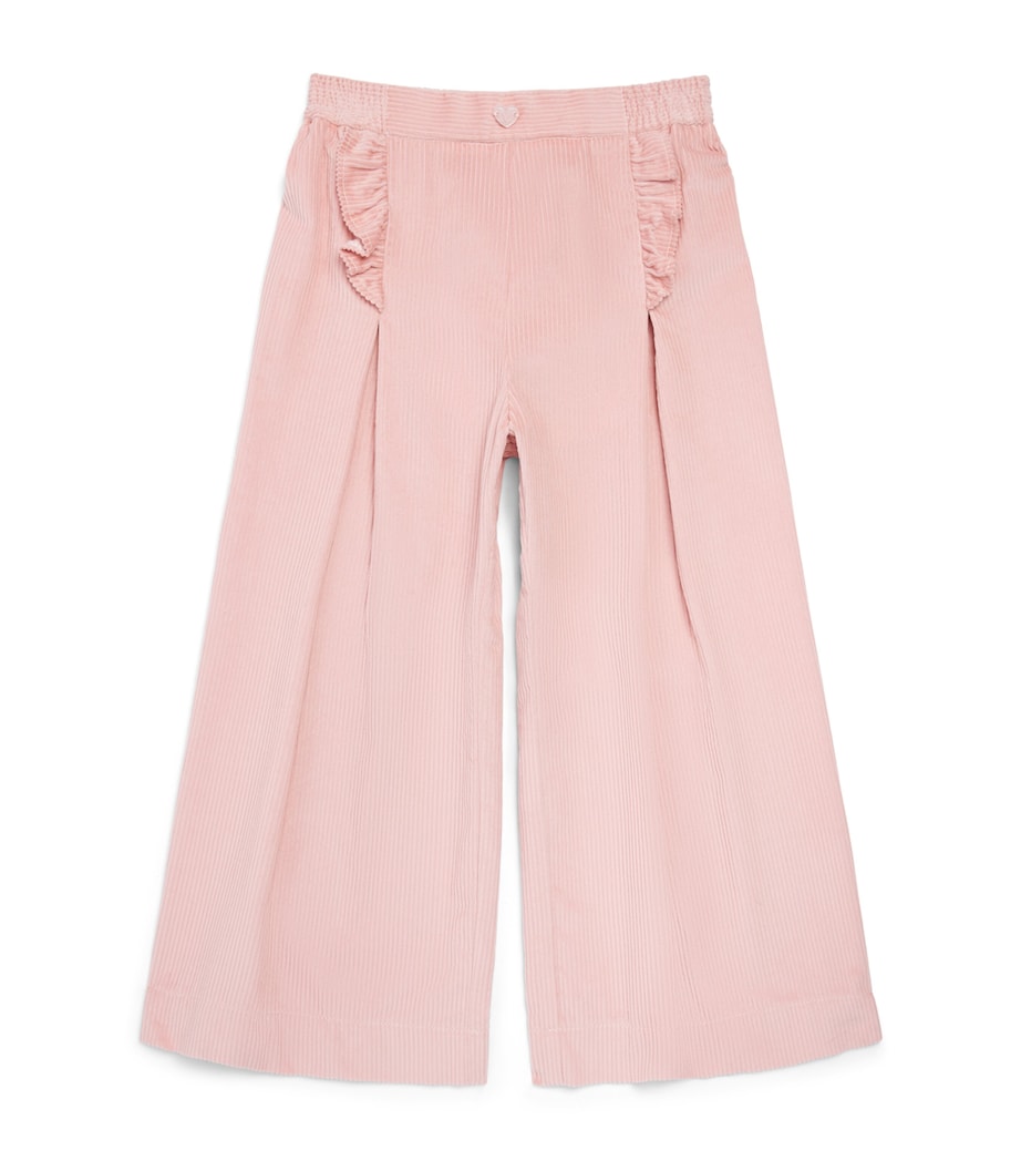 Monnalisa Cotton Ruffle Palazzo Trousers (3 Months-6 Years) Lotus Image 1