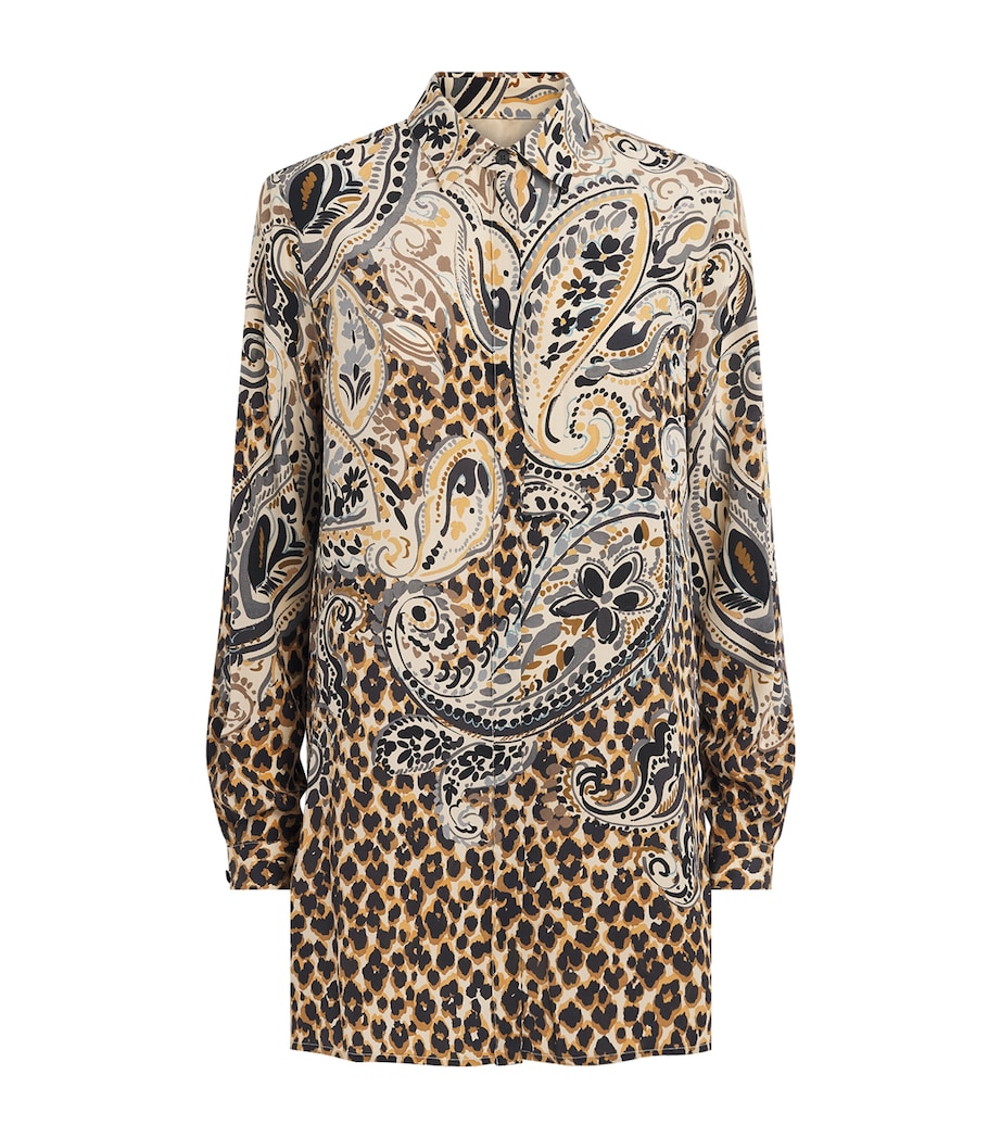 Etro Womens Silk Leopard Shirt Beige Image 1