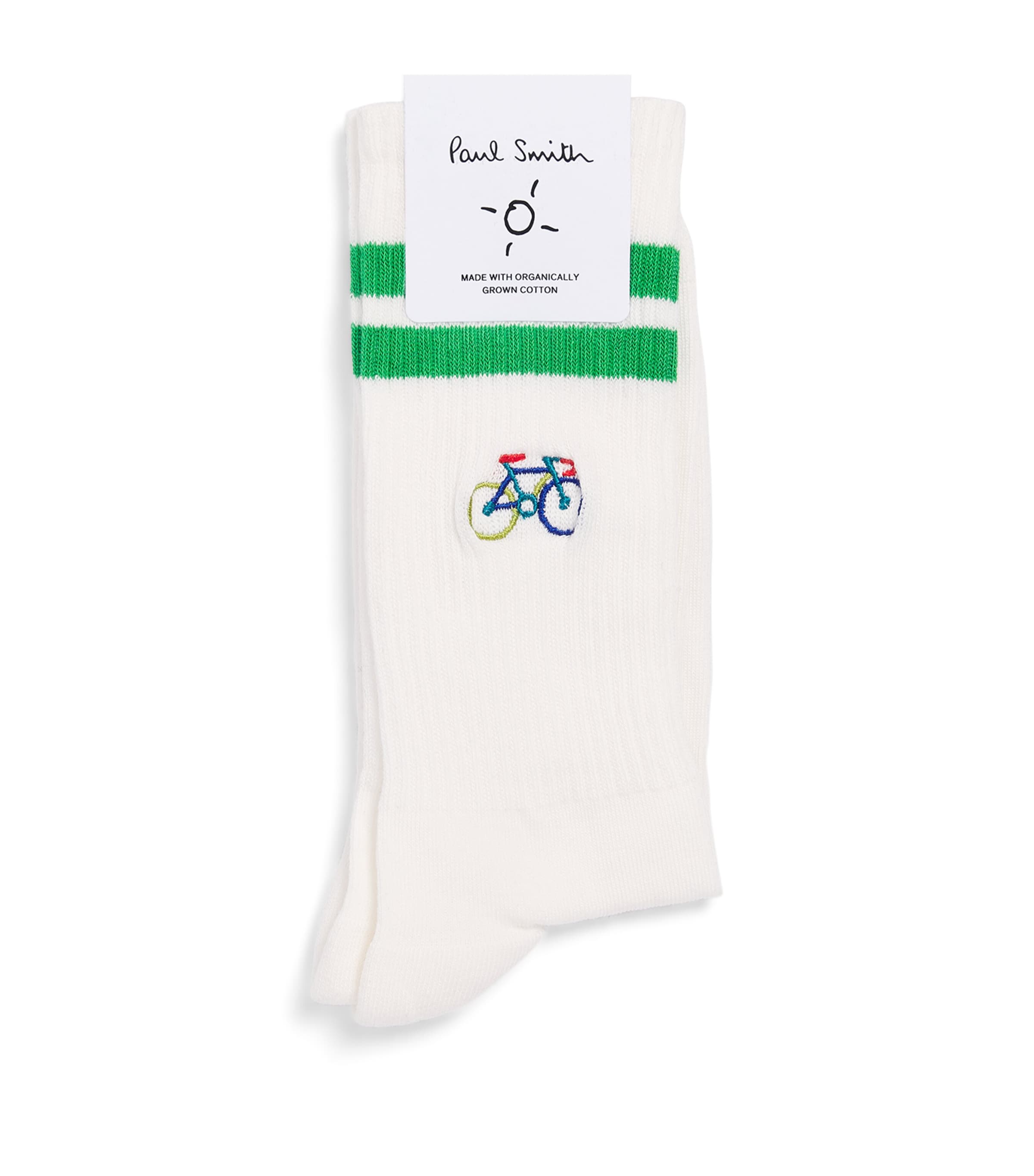 Paul Smith Mens Embroidered Bike Socks White Image 1