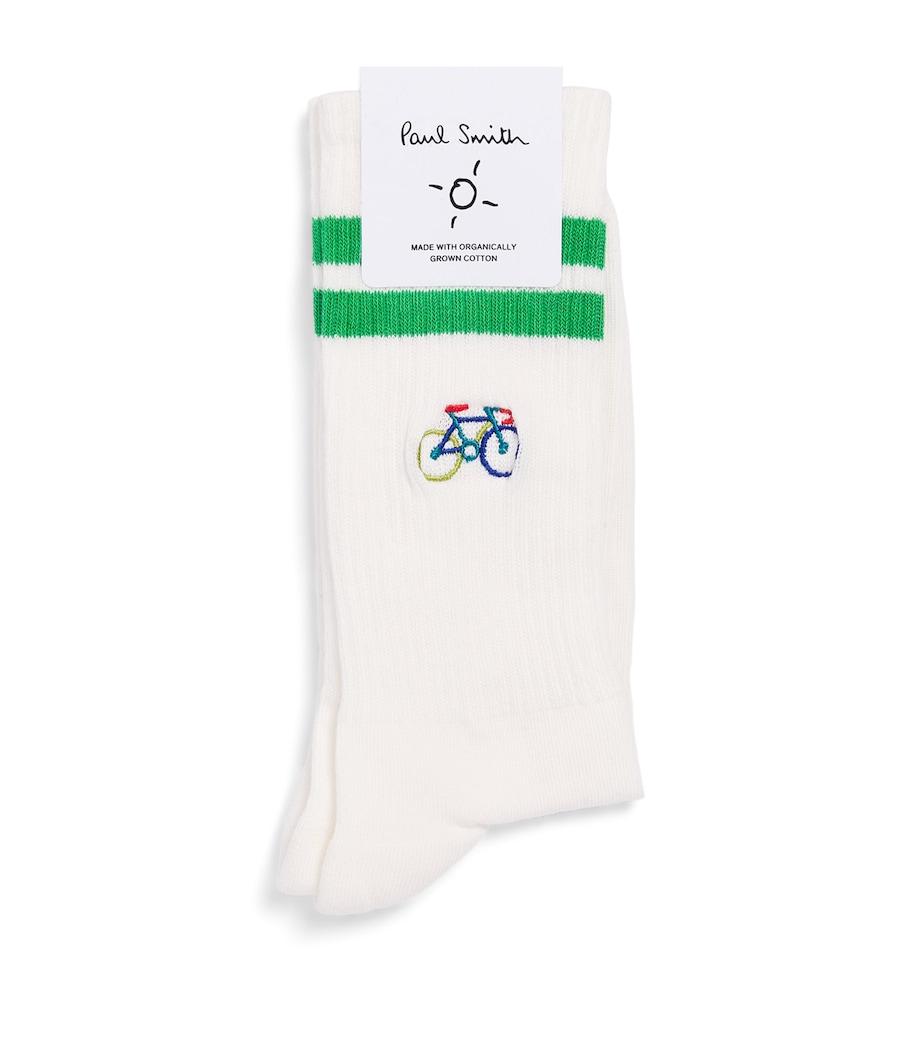 Paul Smith Mens Embroidered Bike Socks White Image 1