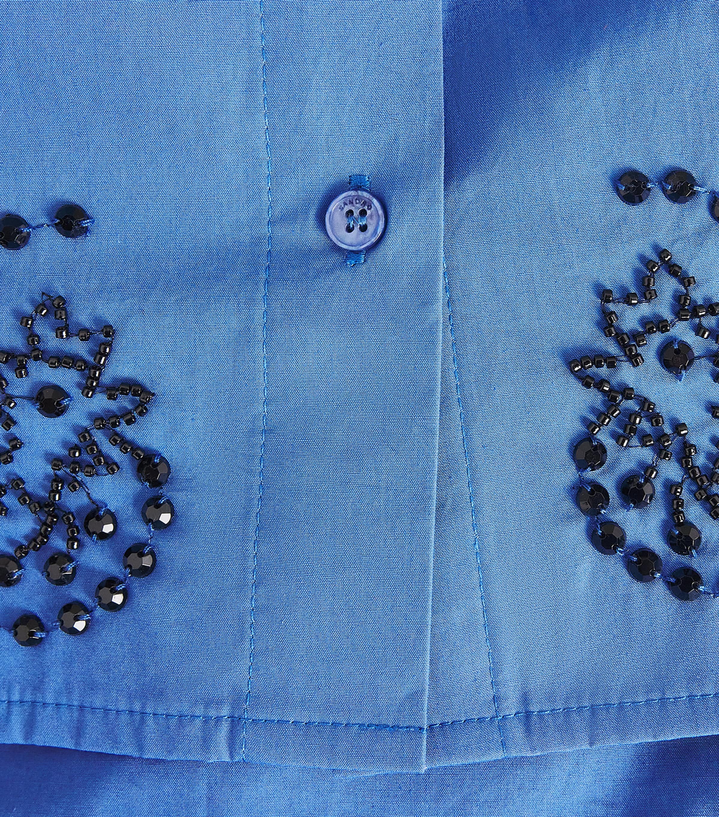 Sandro Paris Womens Cotton Embellished Shirt Blue Image 6