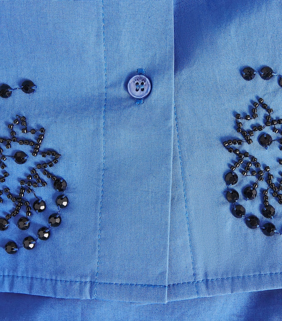 Sandro Paris Womens Cotton Embellished Shirt Blue Image 6