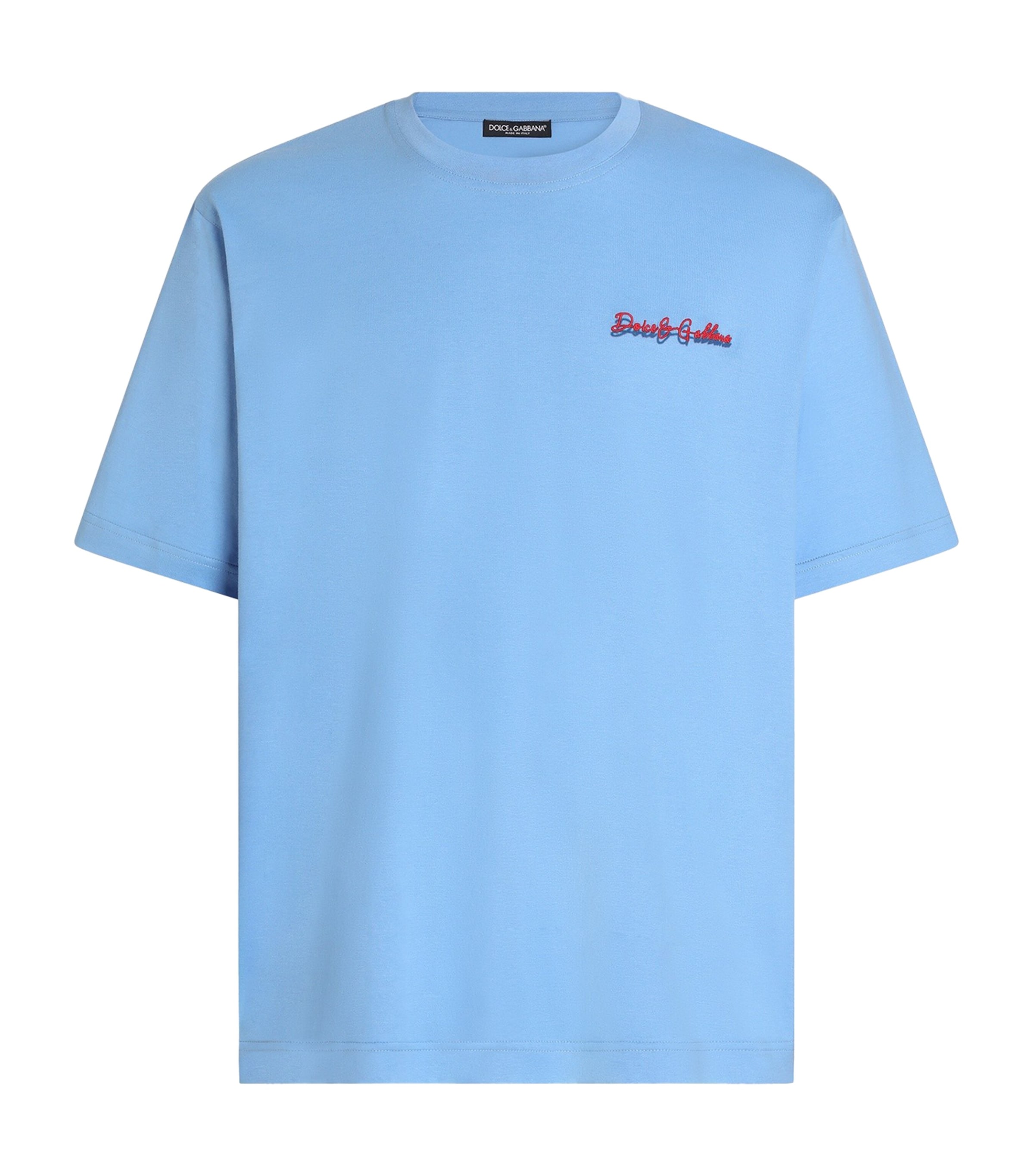 Dolce&Gabbana Mens Cotton Logo T-Shirt Light Blue Image 1