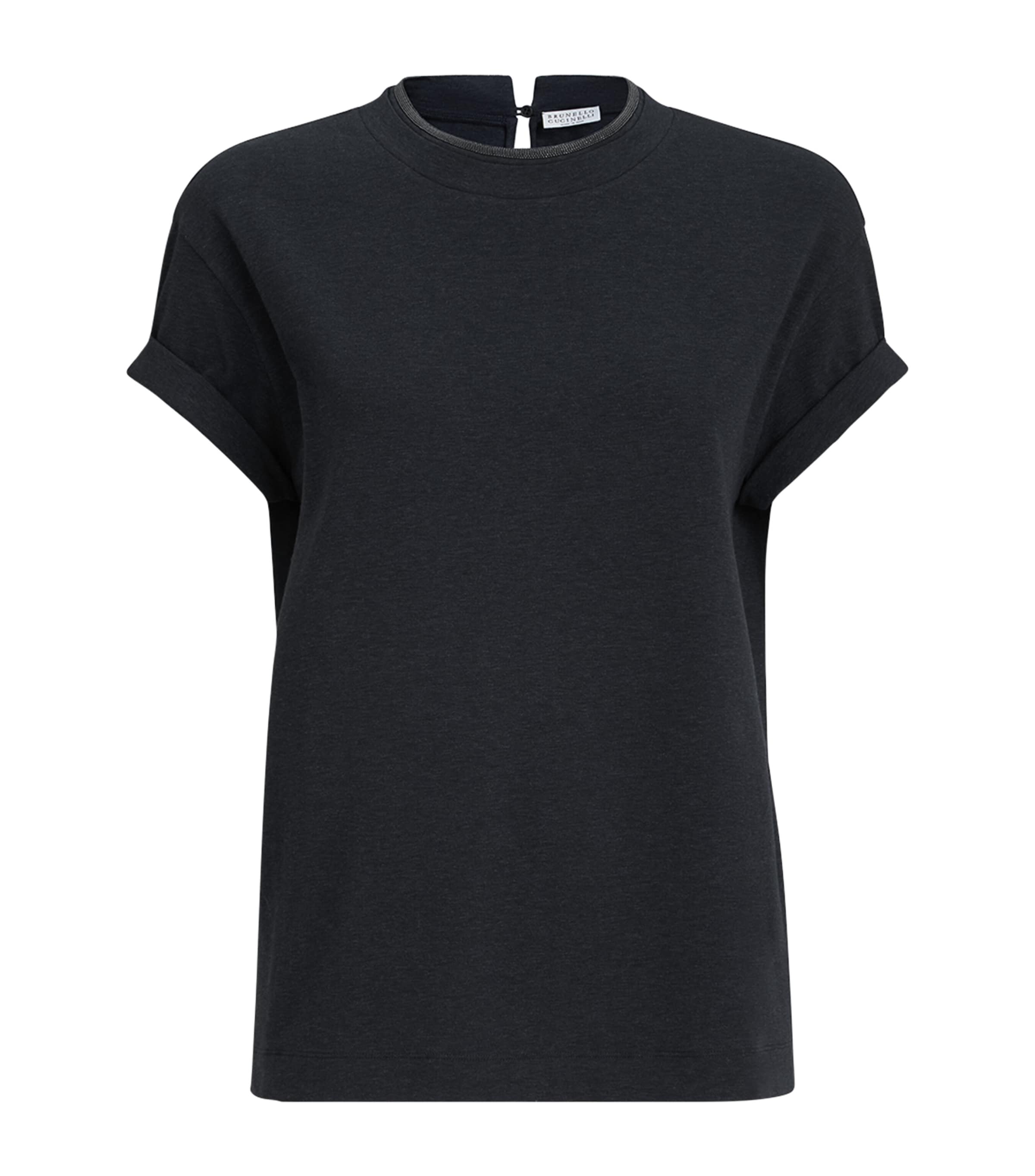 Brunello Cucinelli Womens Embellished Stretch-Cotton T-Shirt Image 1