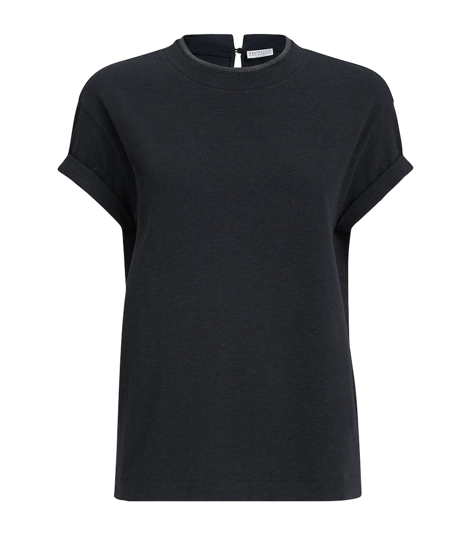 Brunello Cucinelli Womens Embellished Stretch-Cotton T-Shirt Image 1
