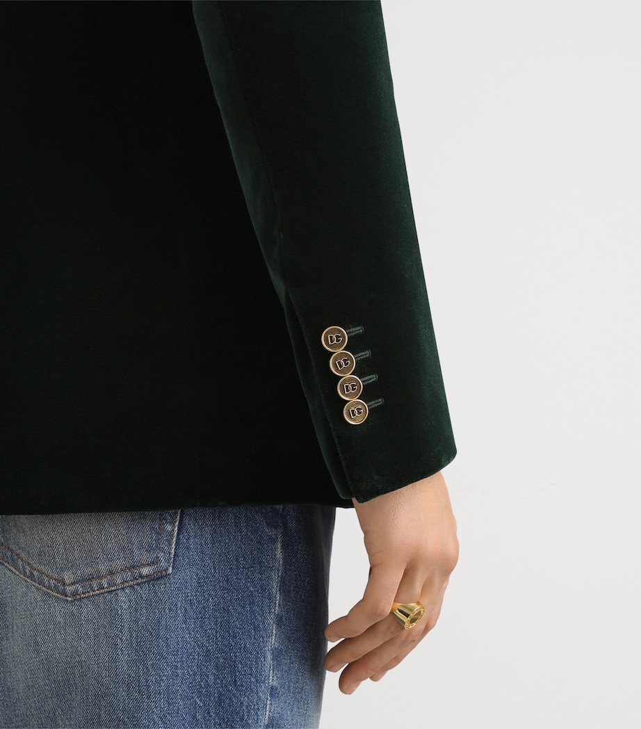 Velvet Double-Breasted Blazer V0707-DARK GREEN Image 6