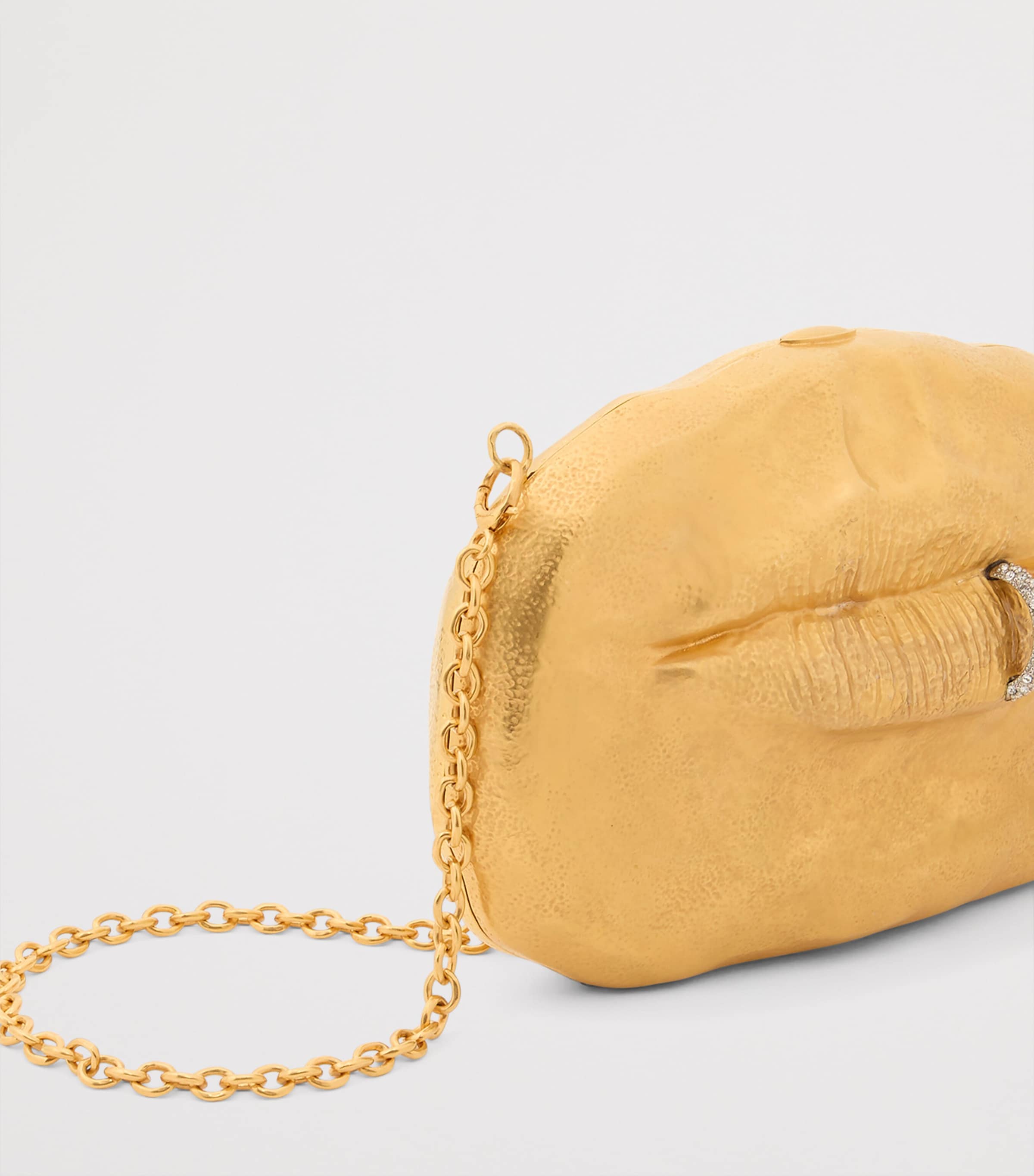 Schiaparelli Metallic Leather Mouth Bijoux Clutch Bag Gold Image 4